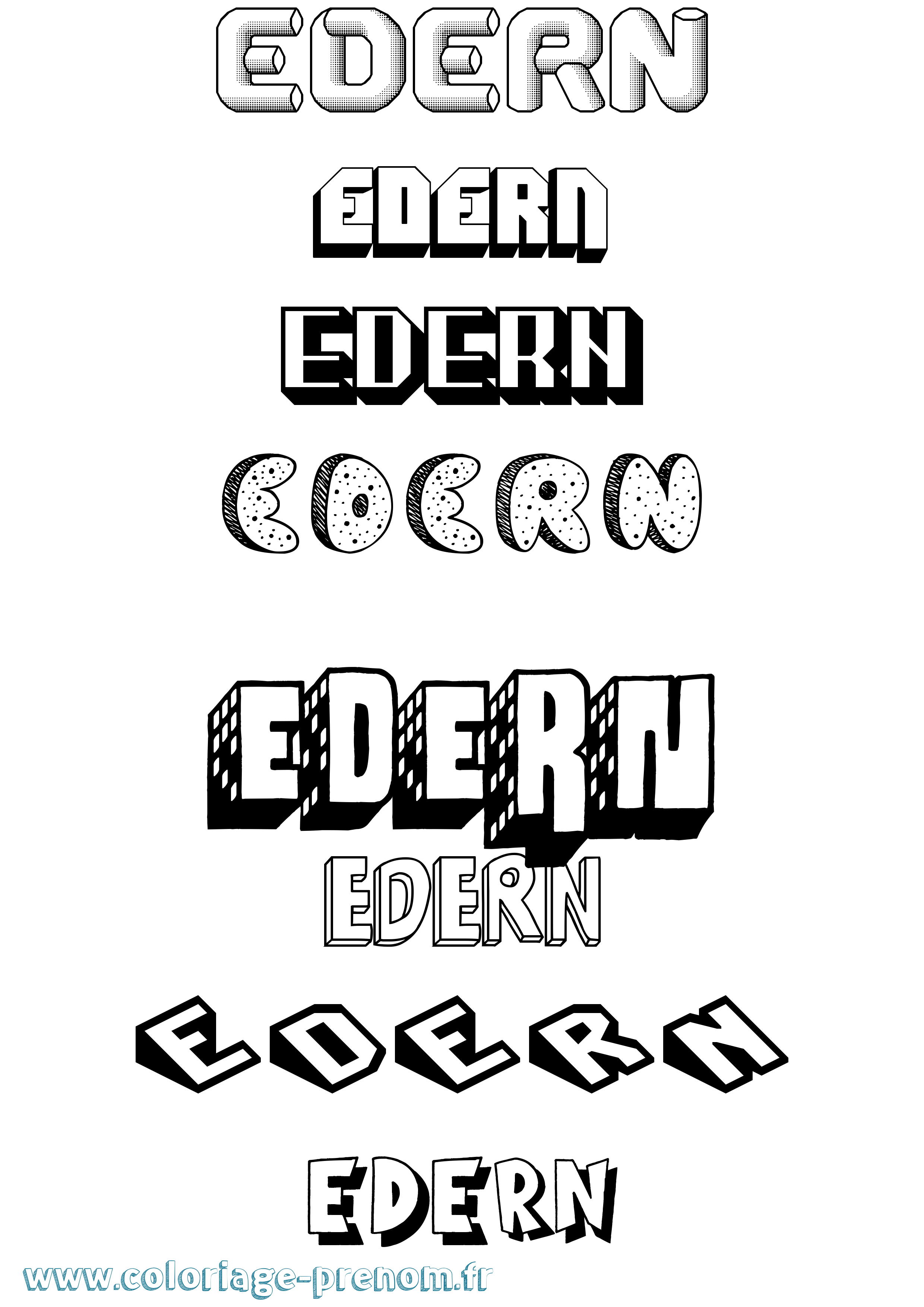 Coloriage Edern Effet 3D Coloriage prénom Edern Effet 3D