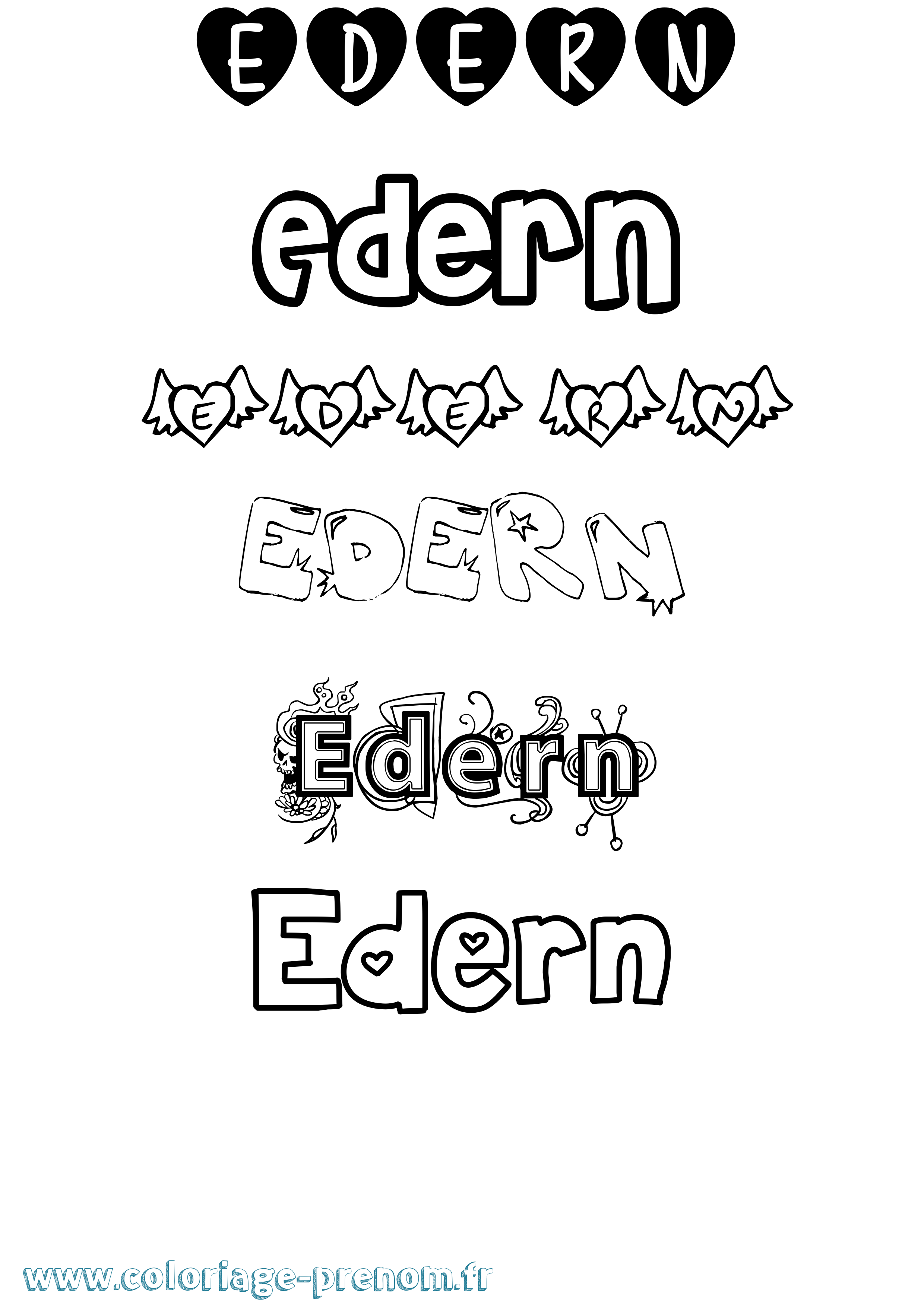 Coloriage Edern Girly Coloriage prénom Edern Girly