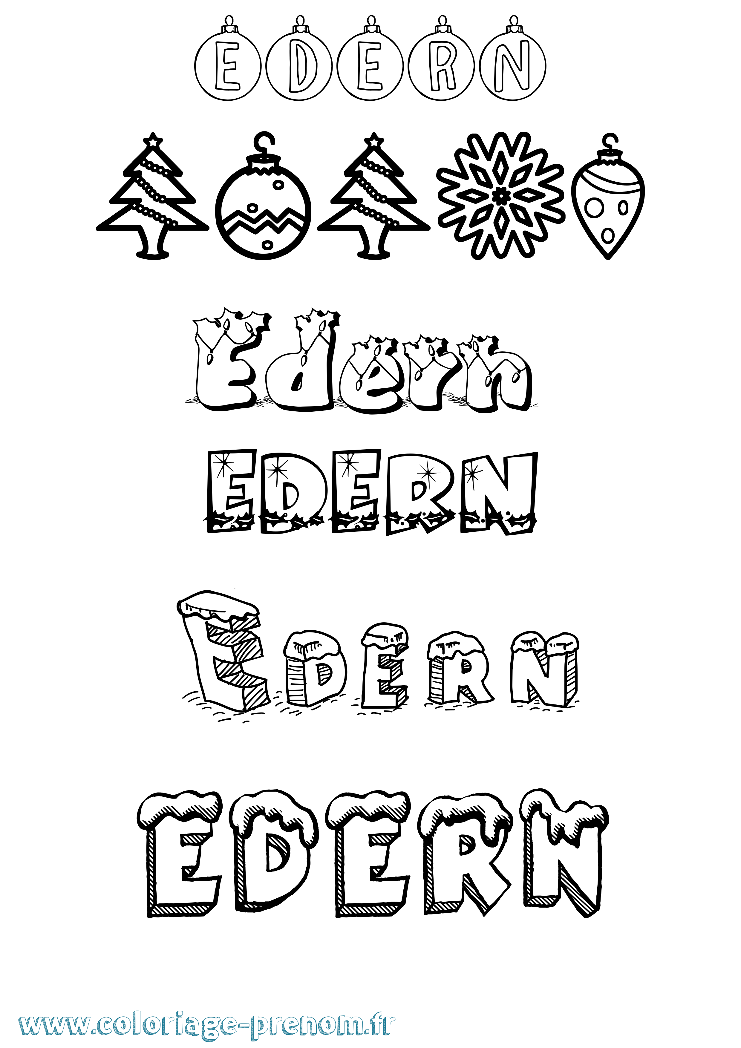 Coloriage Edern Noël Coloriage prénom Edern Noël