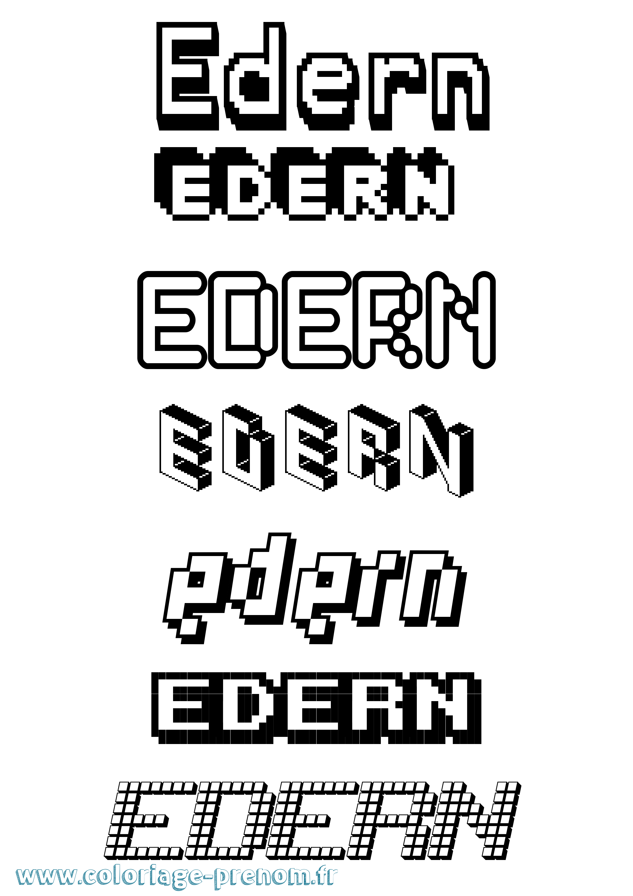 Coloriage Edern Pixel Coloriage prénom Edern Pixel