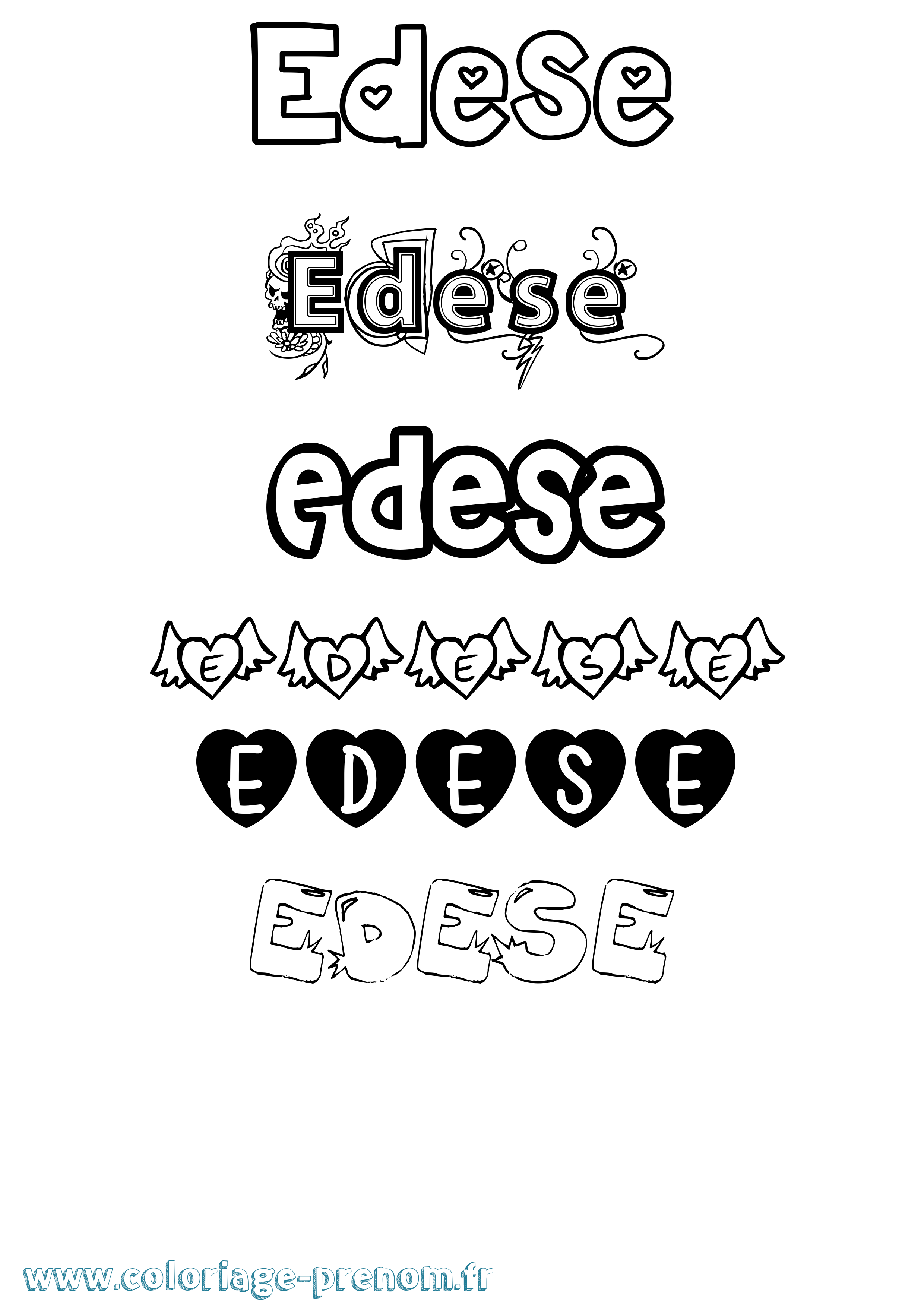Coloriage prénom Edese Girly