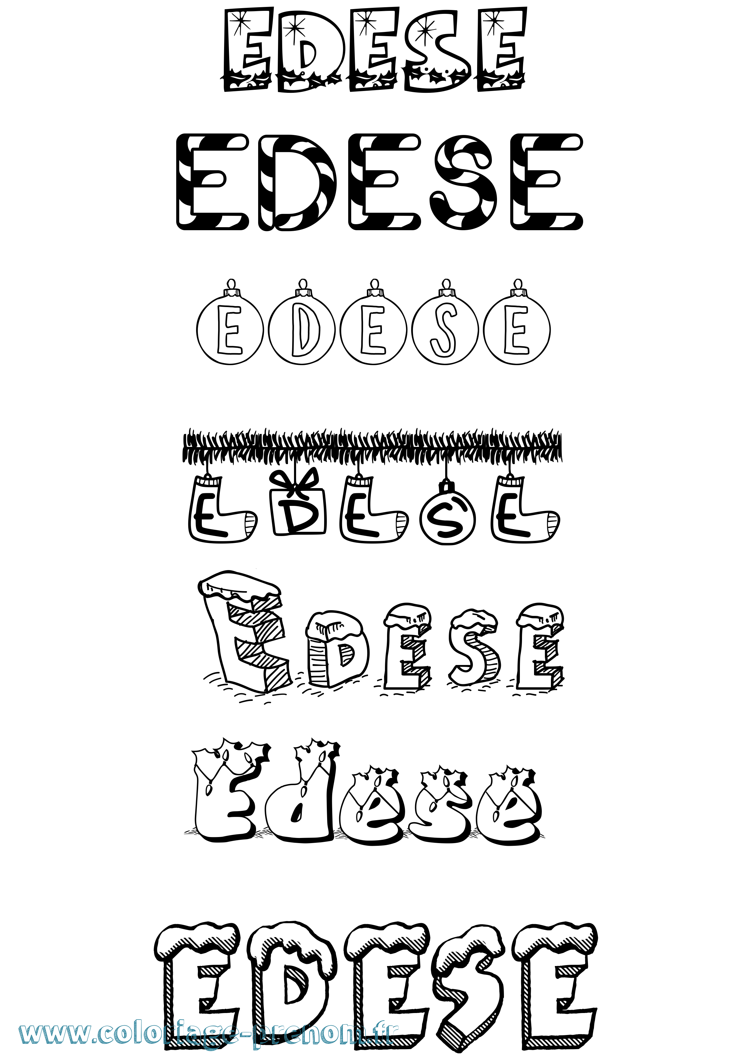 Coloriage prénom Edese Noël