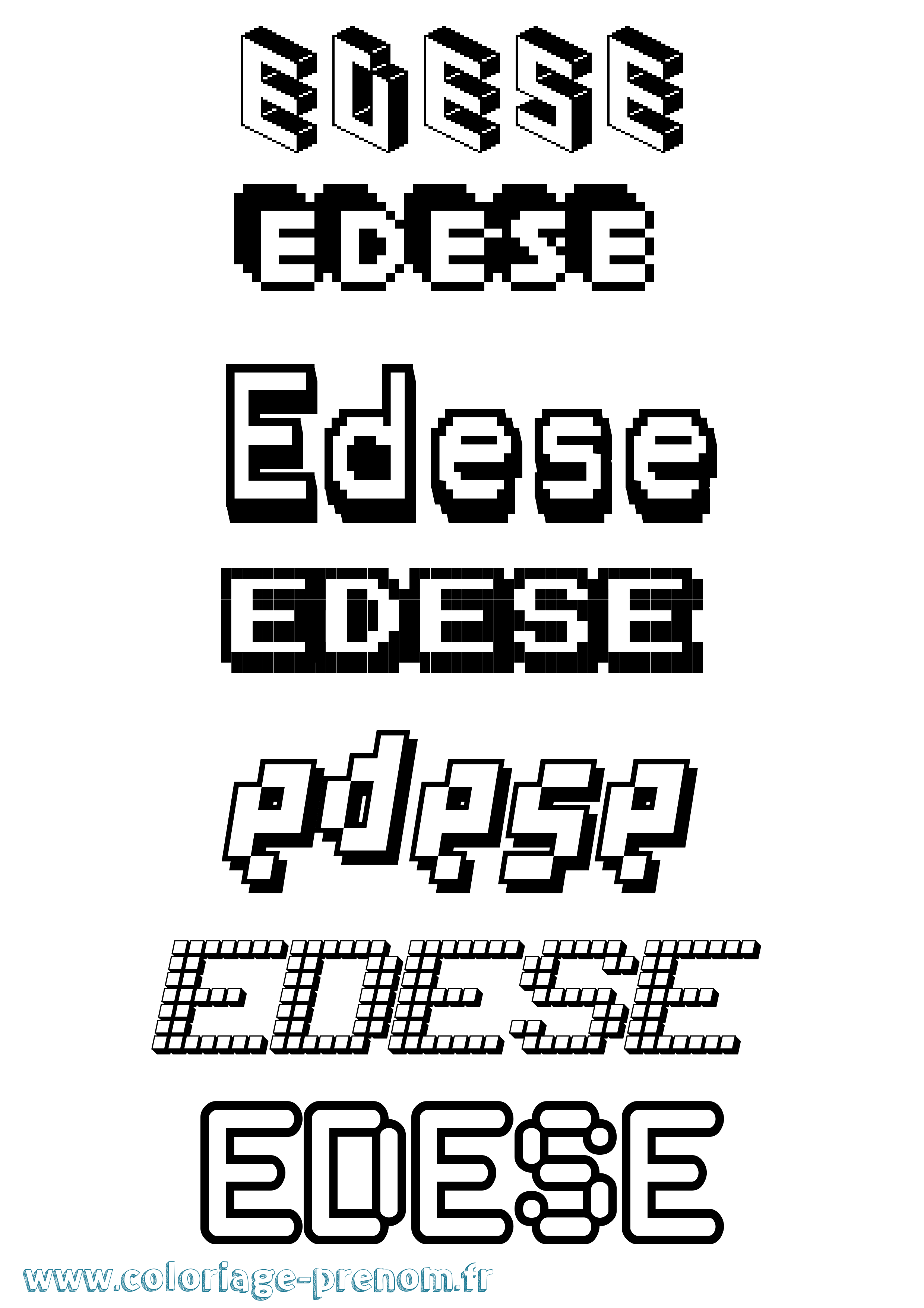 Coloriage prénom Edese Pixel