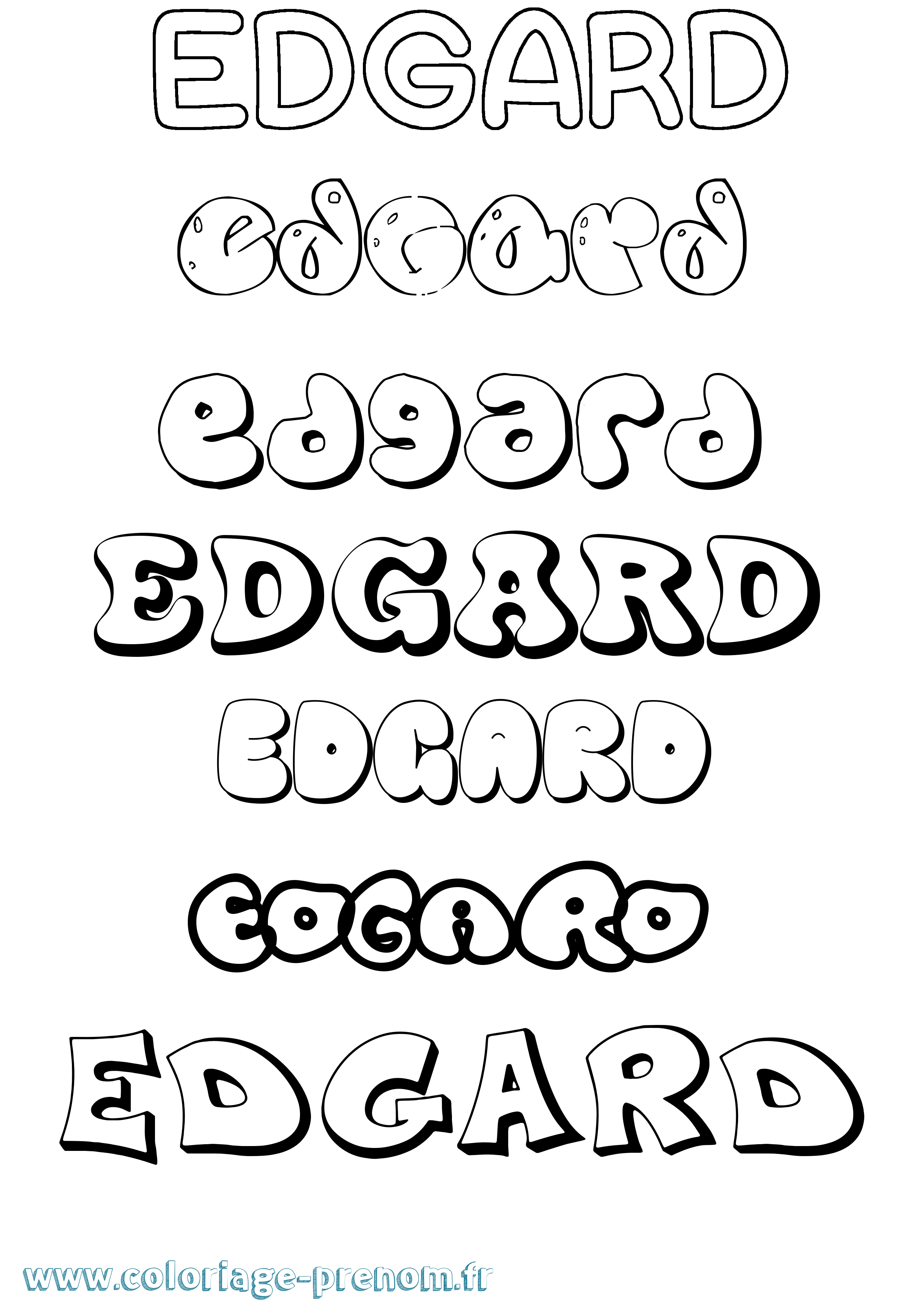 Coloriage prénom Edgard Bubble