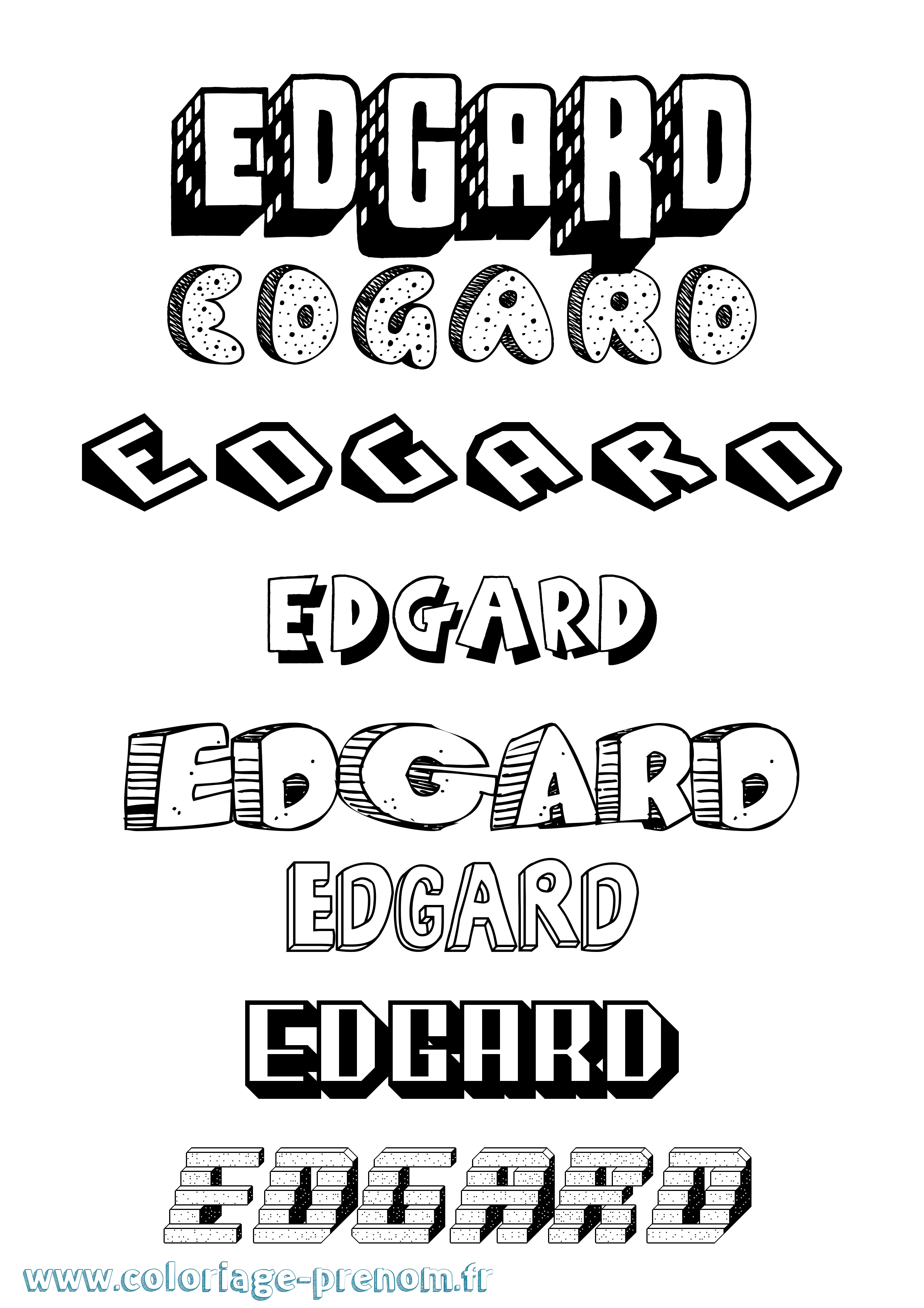 Coloriage prénom Edgard Effet 3D