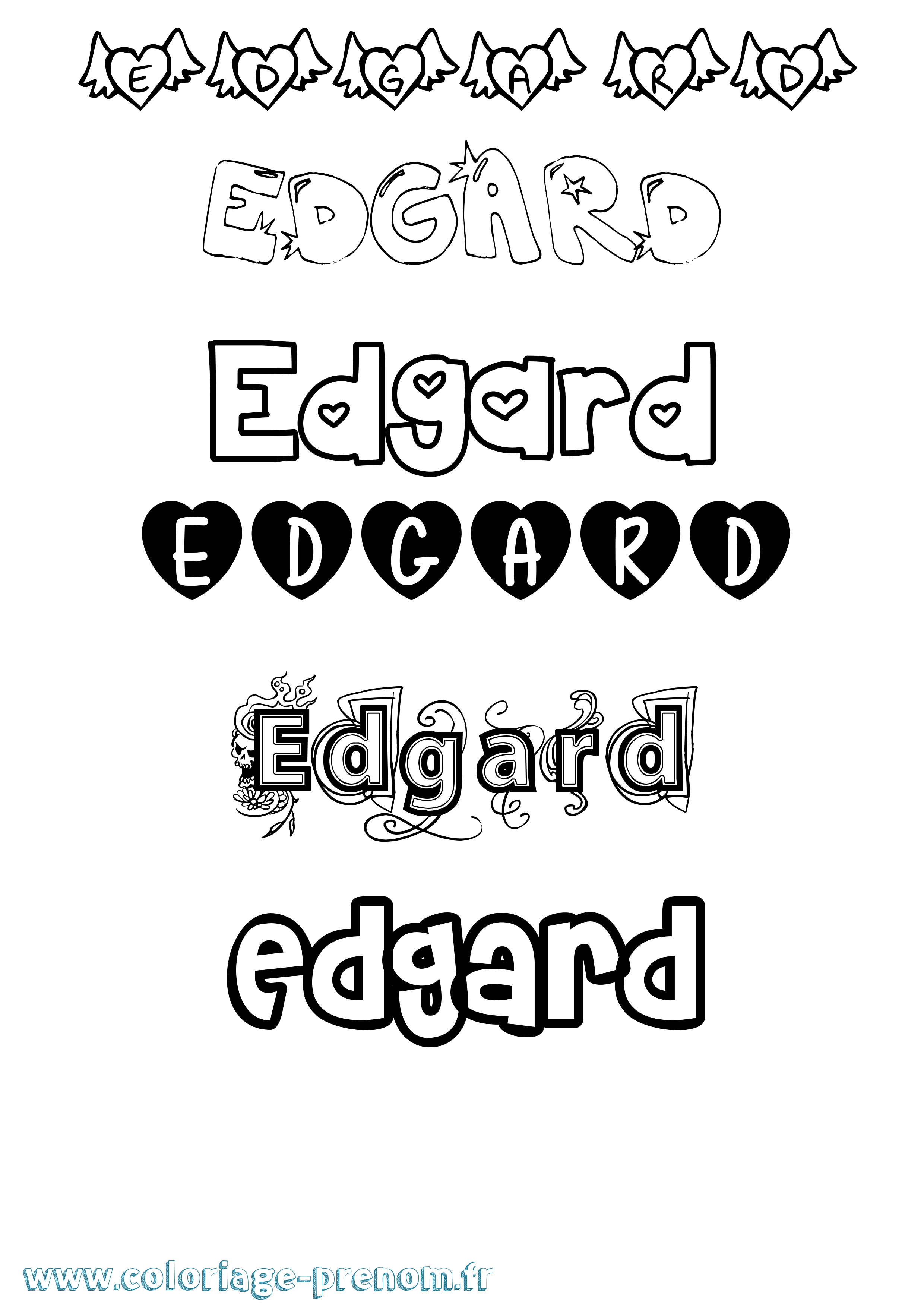 Coloriage prénom Edgard Girly
