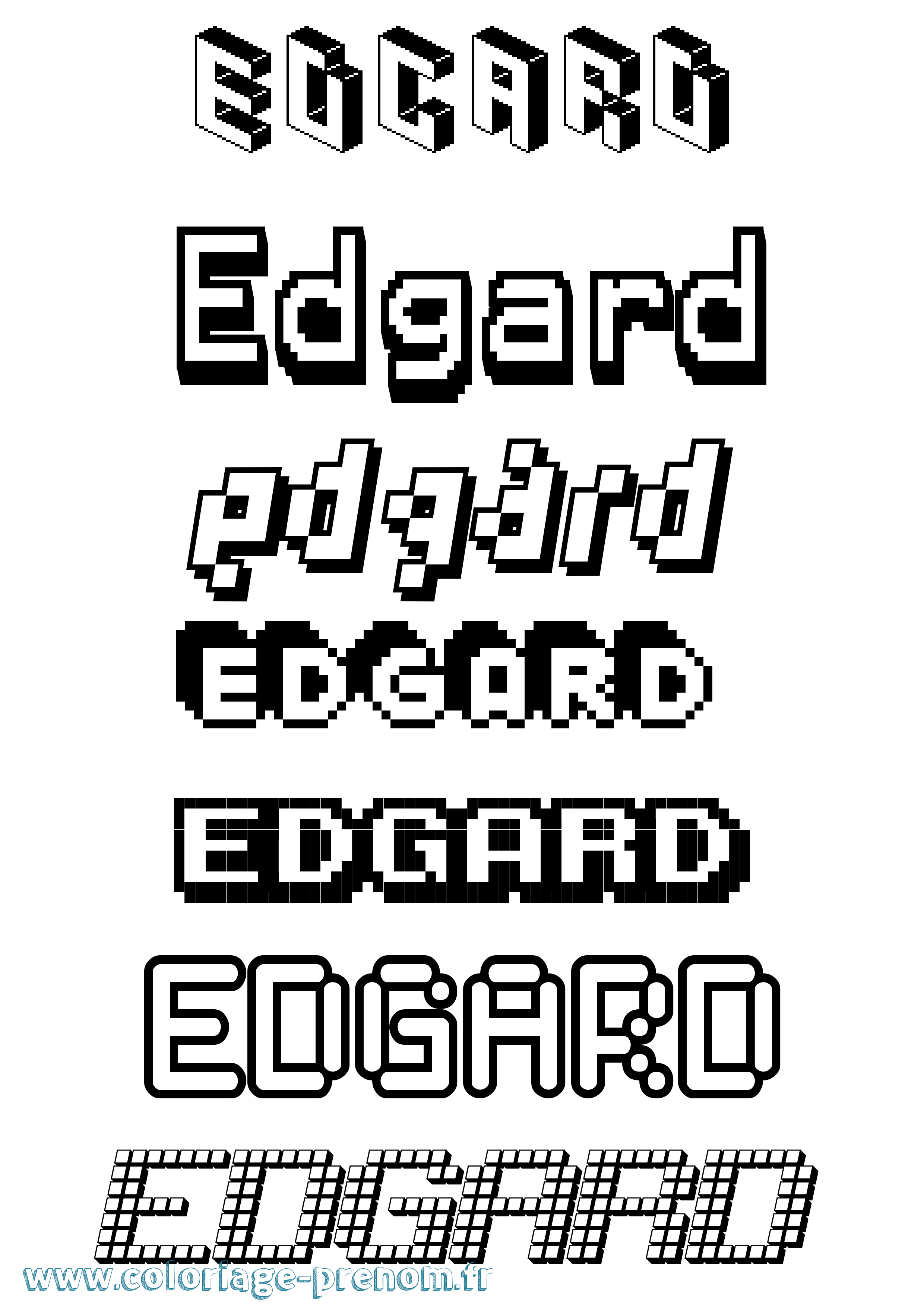 Coloriage prénom Edgard Pixel
