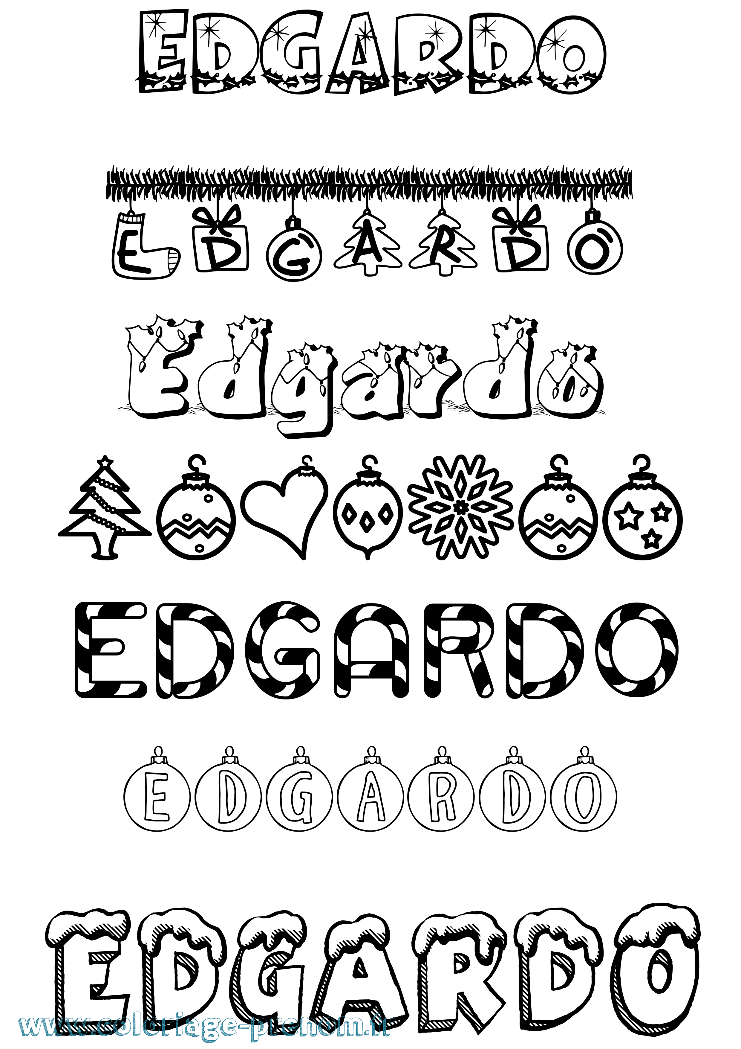 Coloriage prénom Edgardo Noël