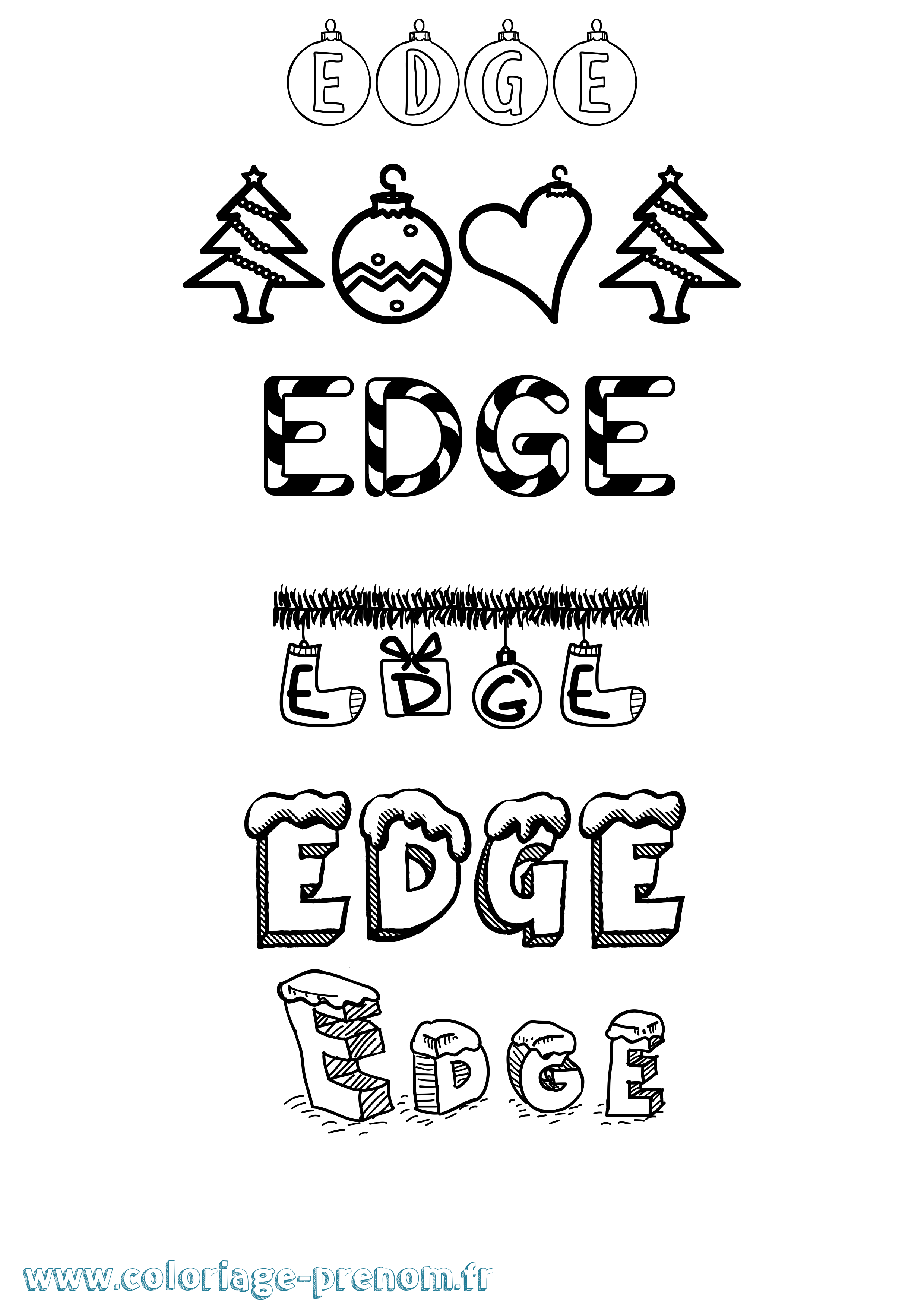 Coloriage prénom Edge Noël