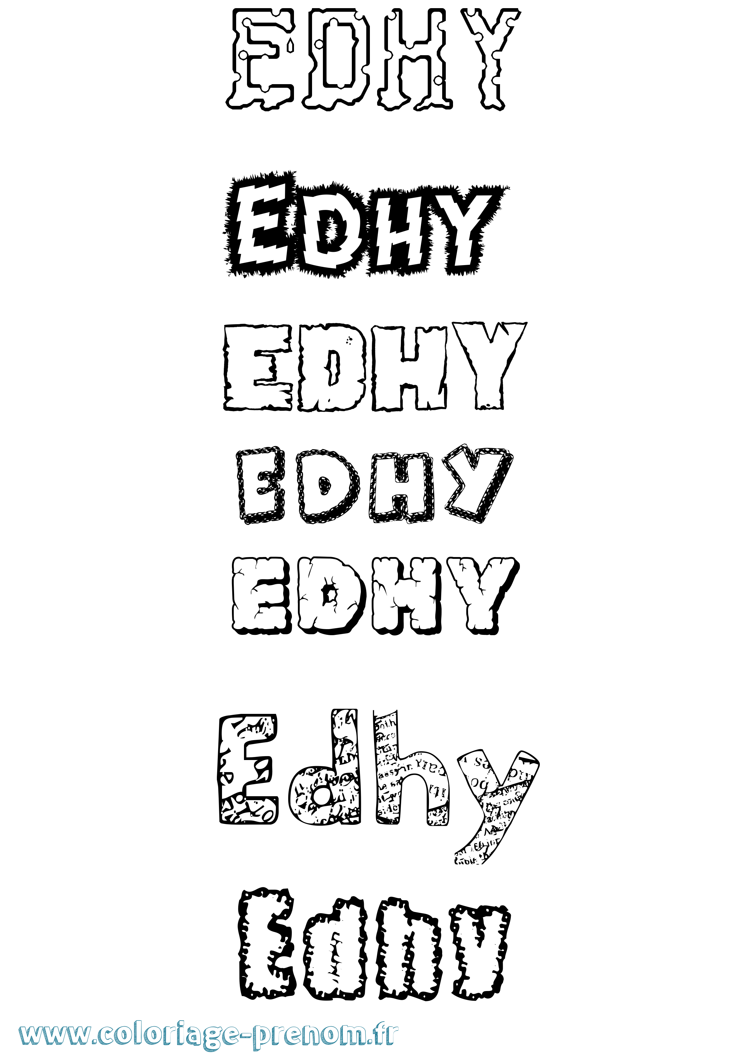 Coloriage Edhy Destructuré Coloriage prénom Edhy Destructuré