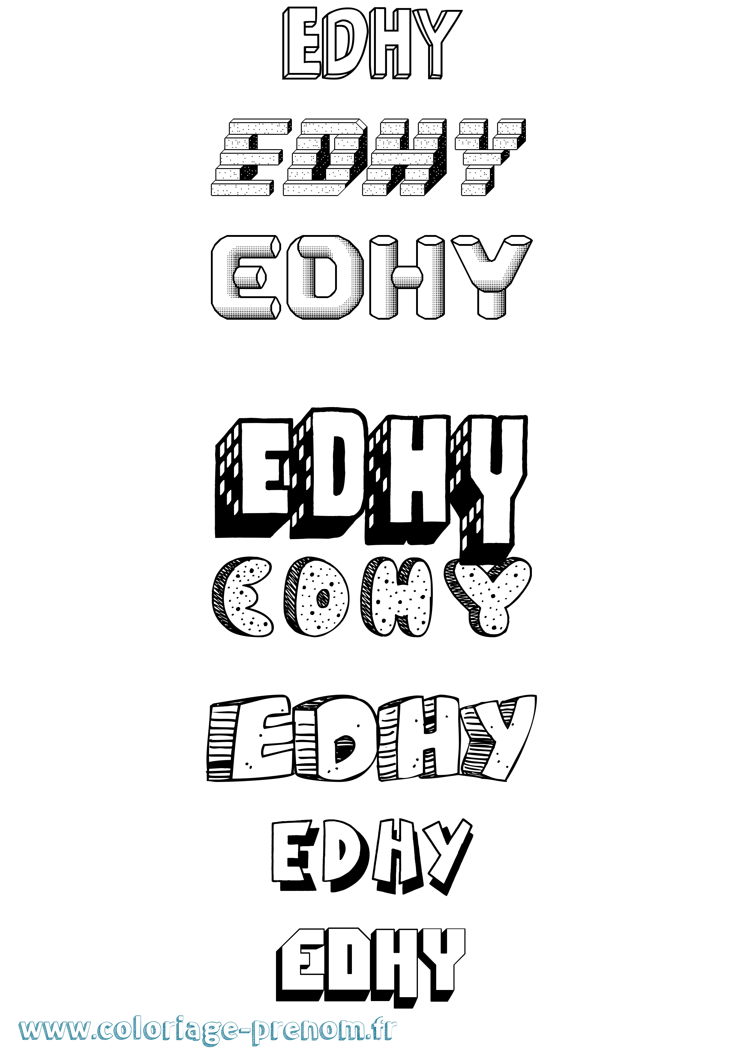 Coloriage Edhy Effet 3D Coloriage prénom Edhy Effet 3D