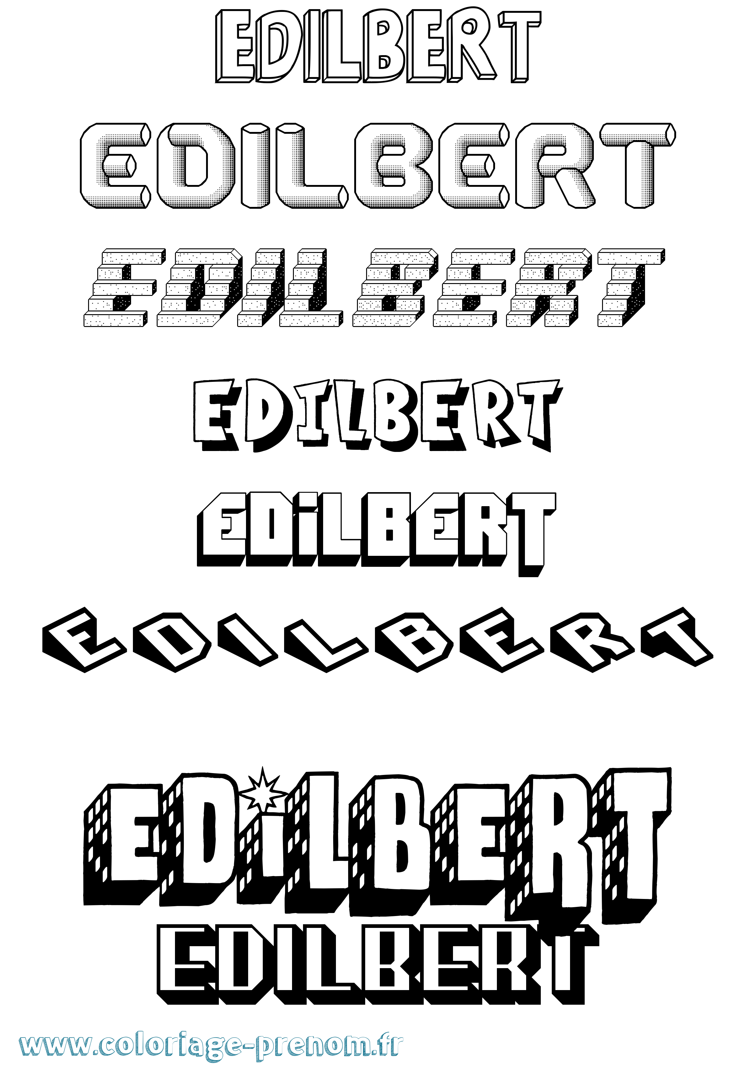 Coloriage Edilbert Effet 3D Coloriage prénom Edilbert Effet 3D