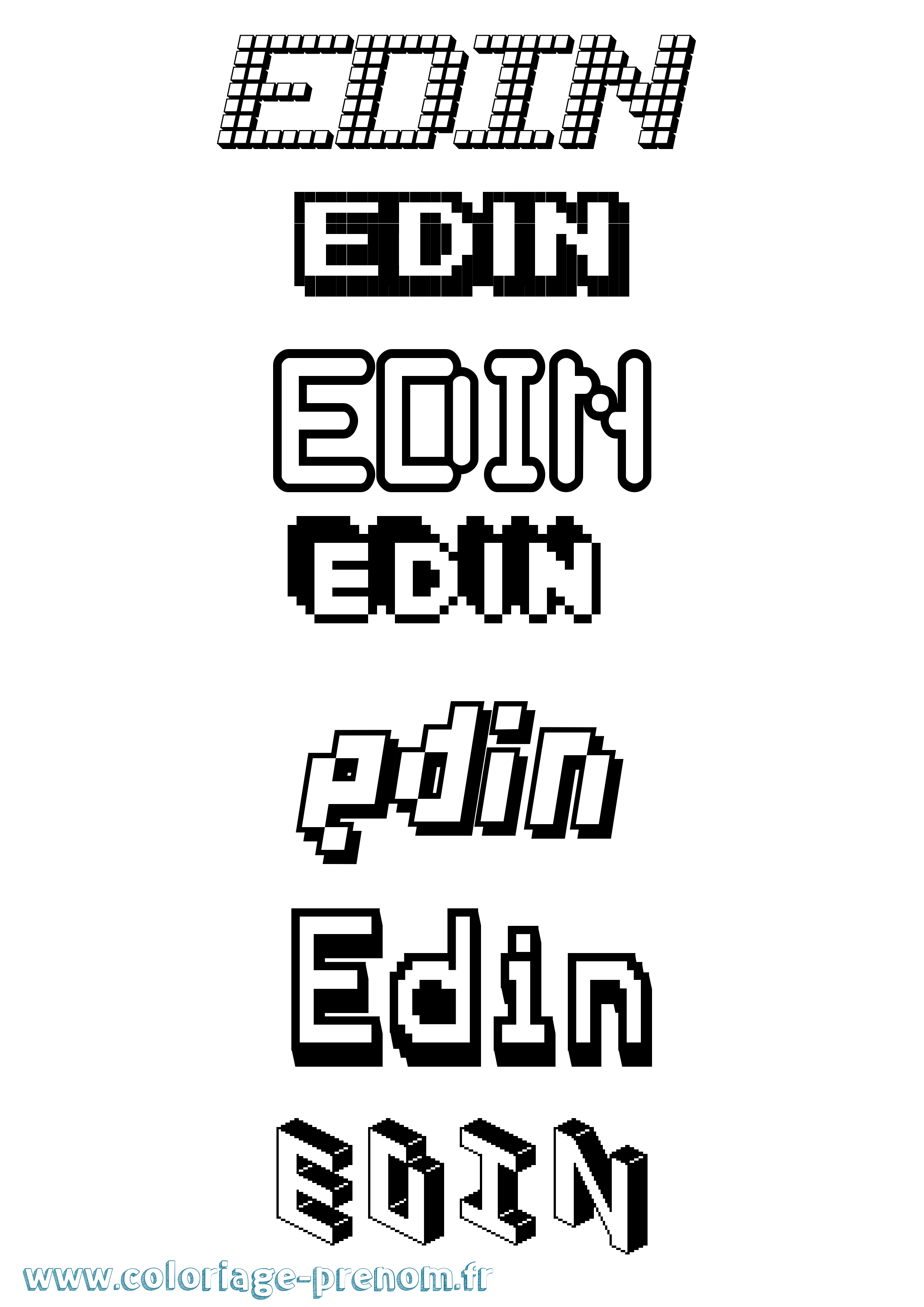 Coloriage prénom Edin Pixel