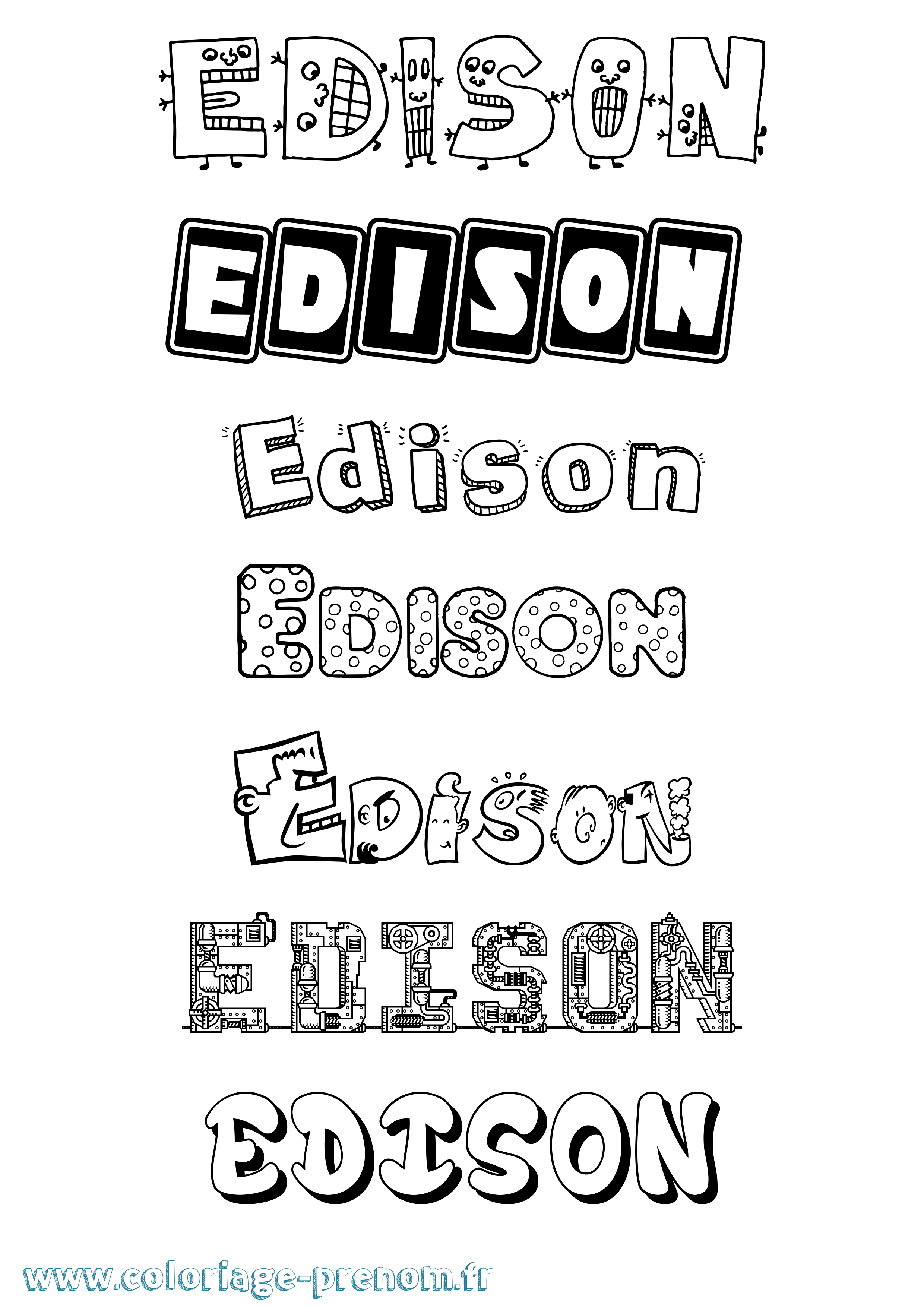 Coloriage prénom Edison Fun