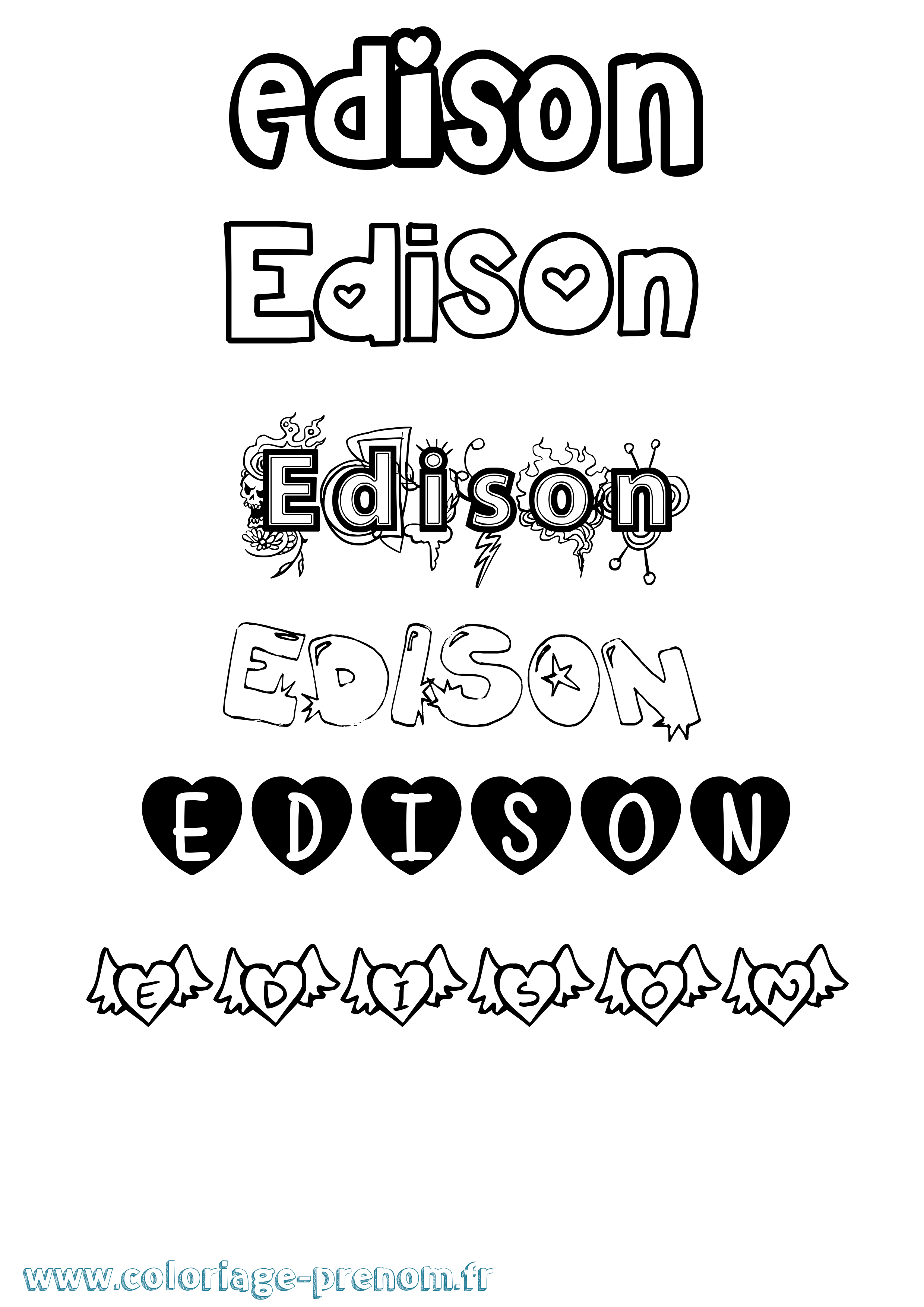 Coloriage prénom Edison Girly