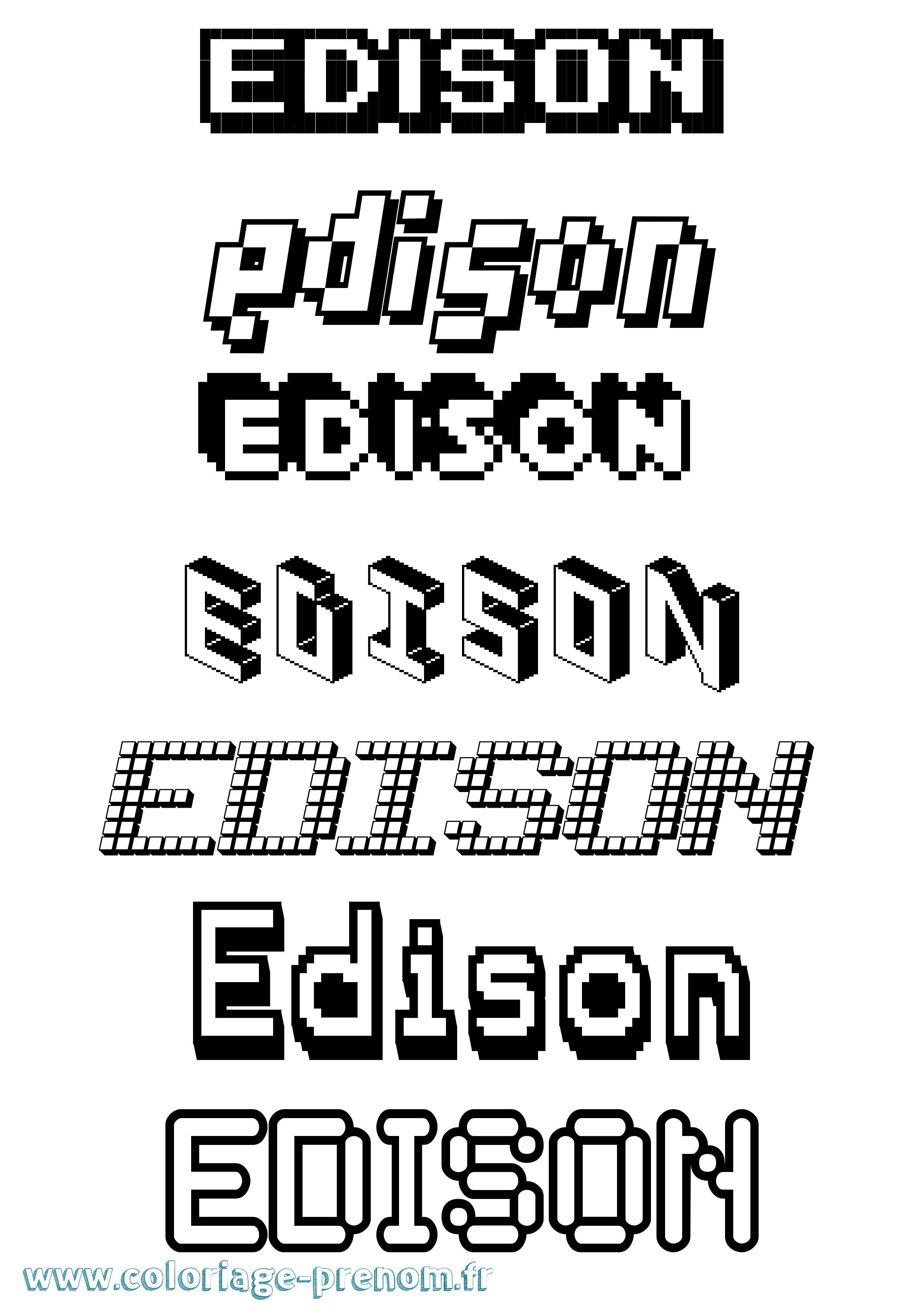 Coloriage prénom Edison Pixel