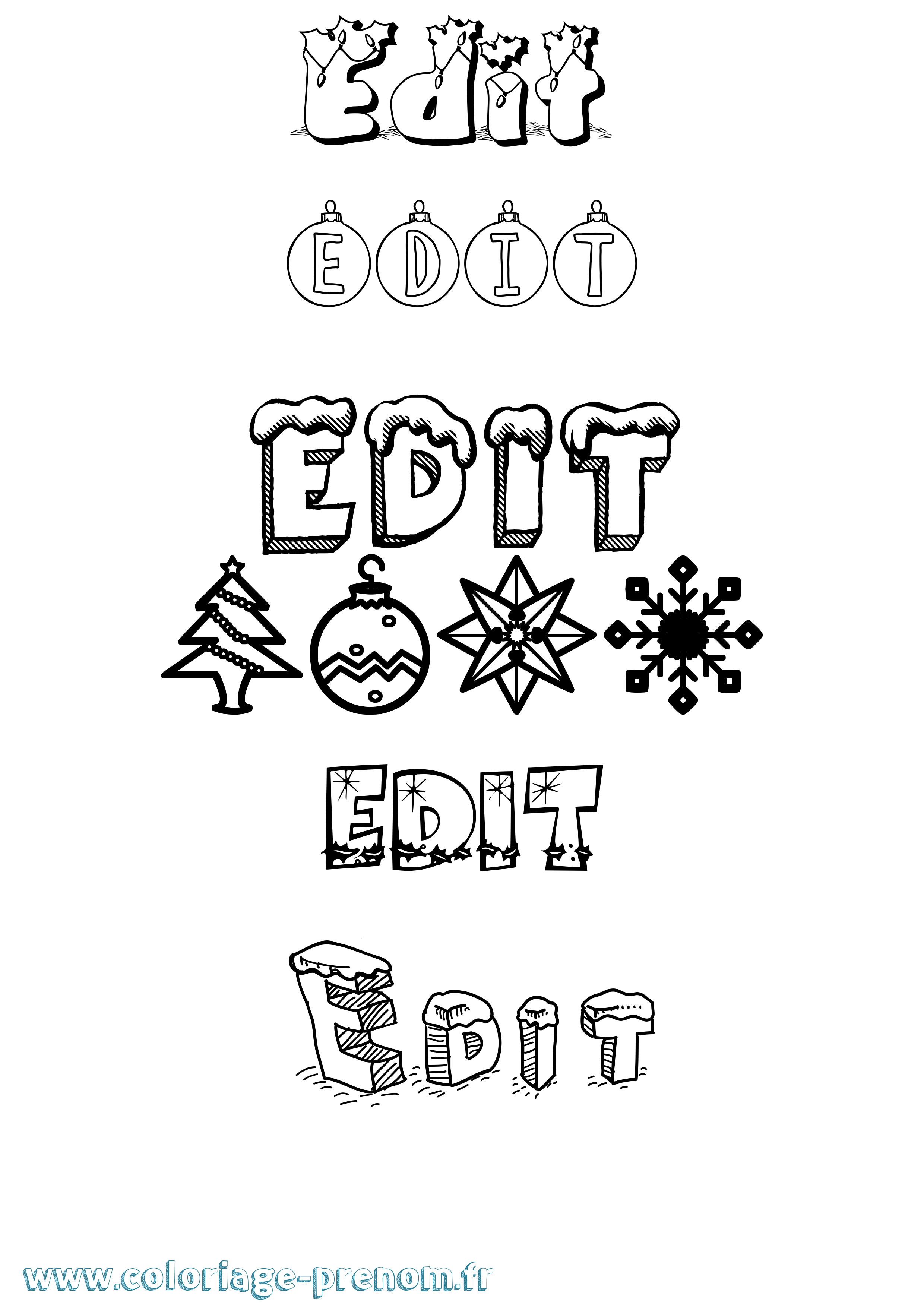 Coloriage Edit Noël Coloriage prénom Edit Noël