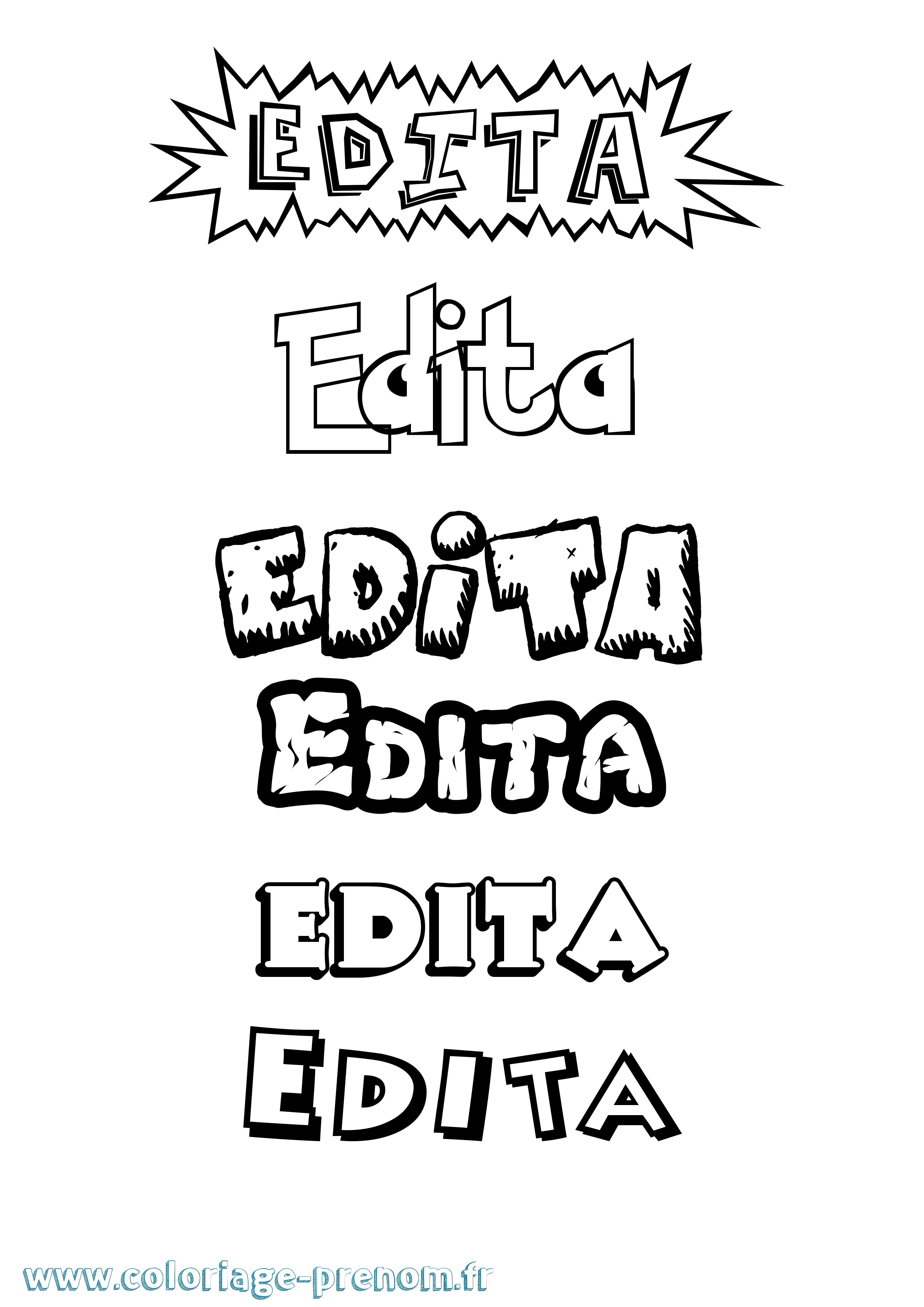 Coloriage prénom Edita Dessin Animé