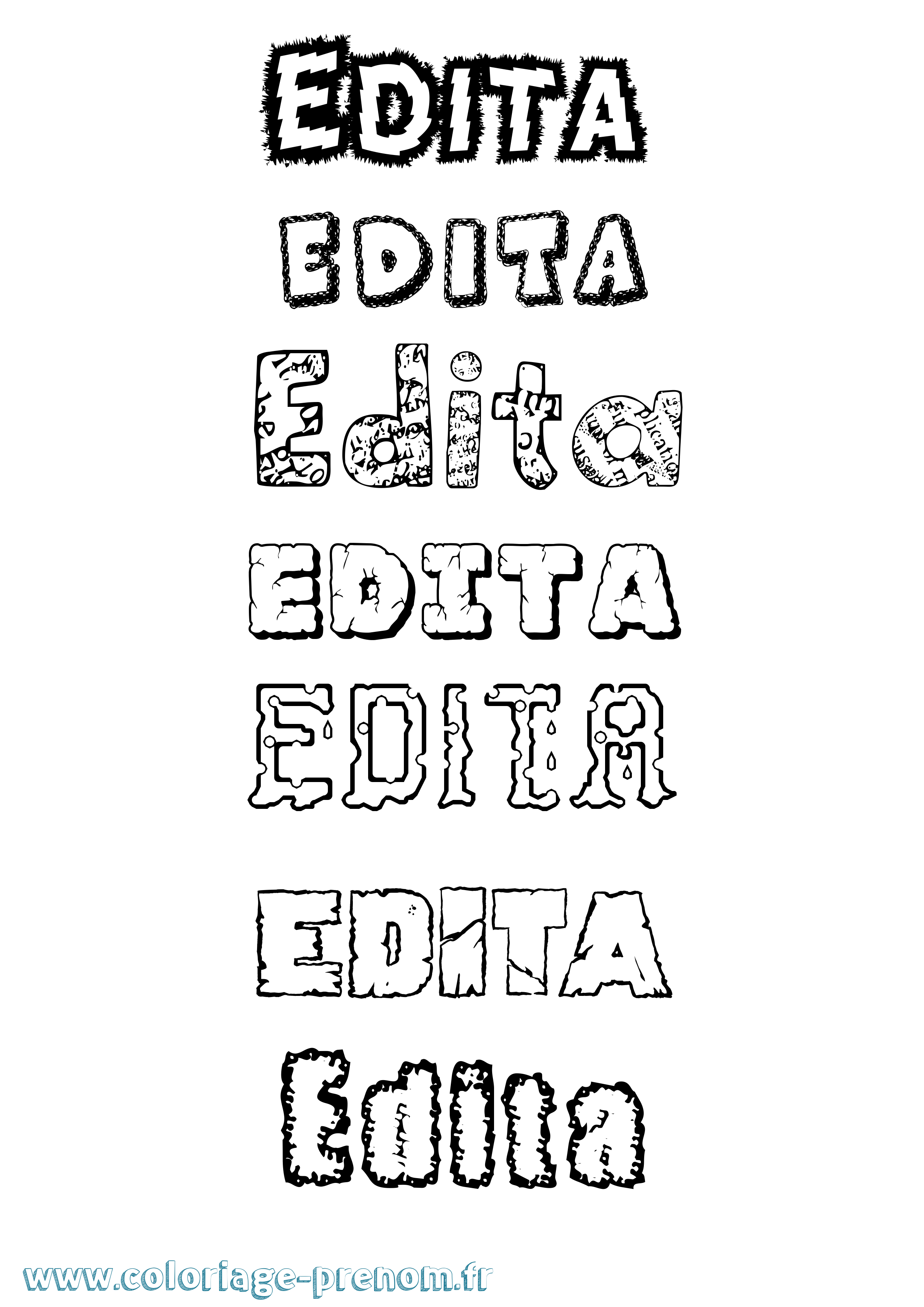 Coloriage prénom Edita Destructuré