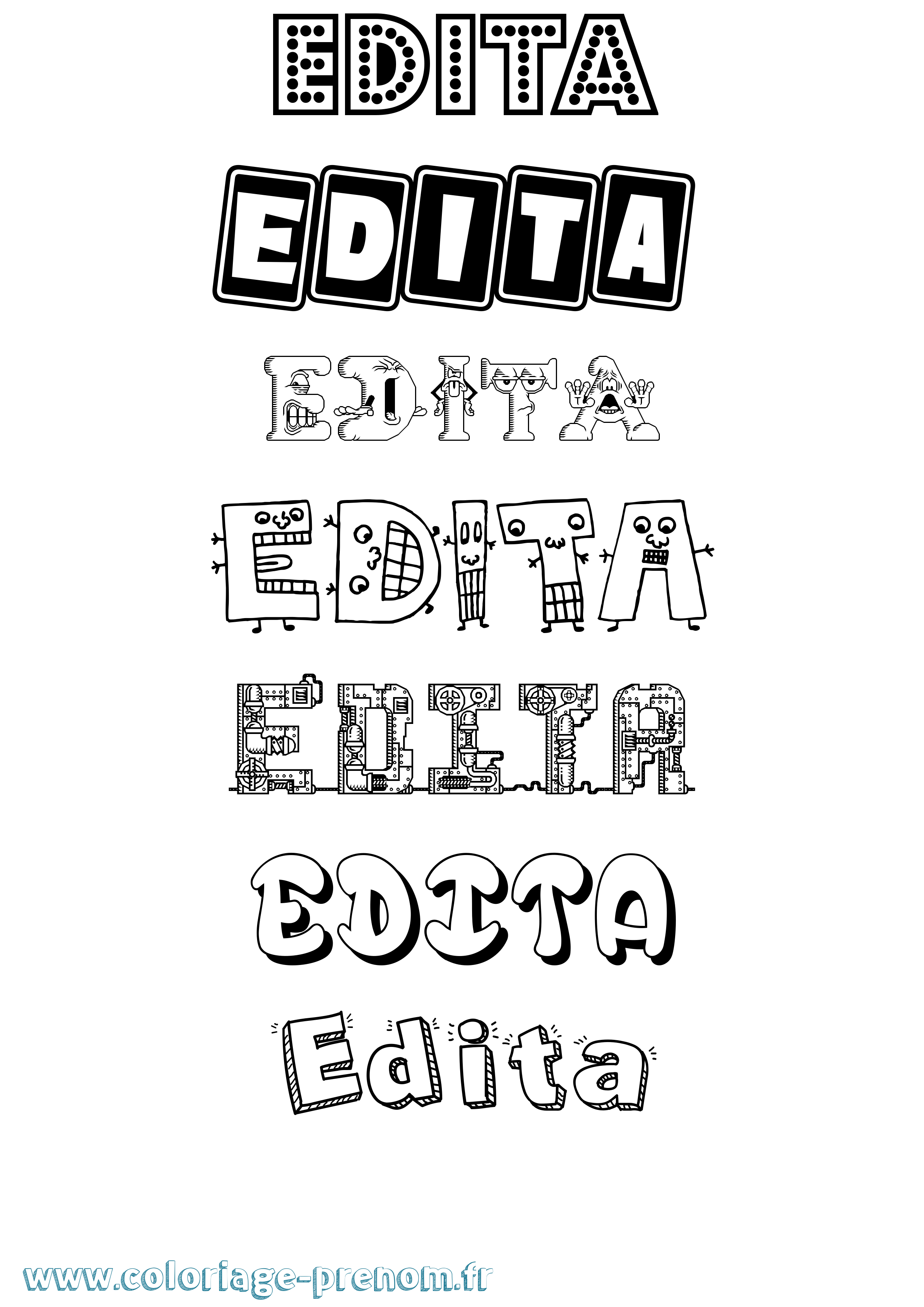 Coloriage prénom Edita Fun