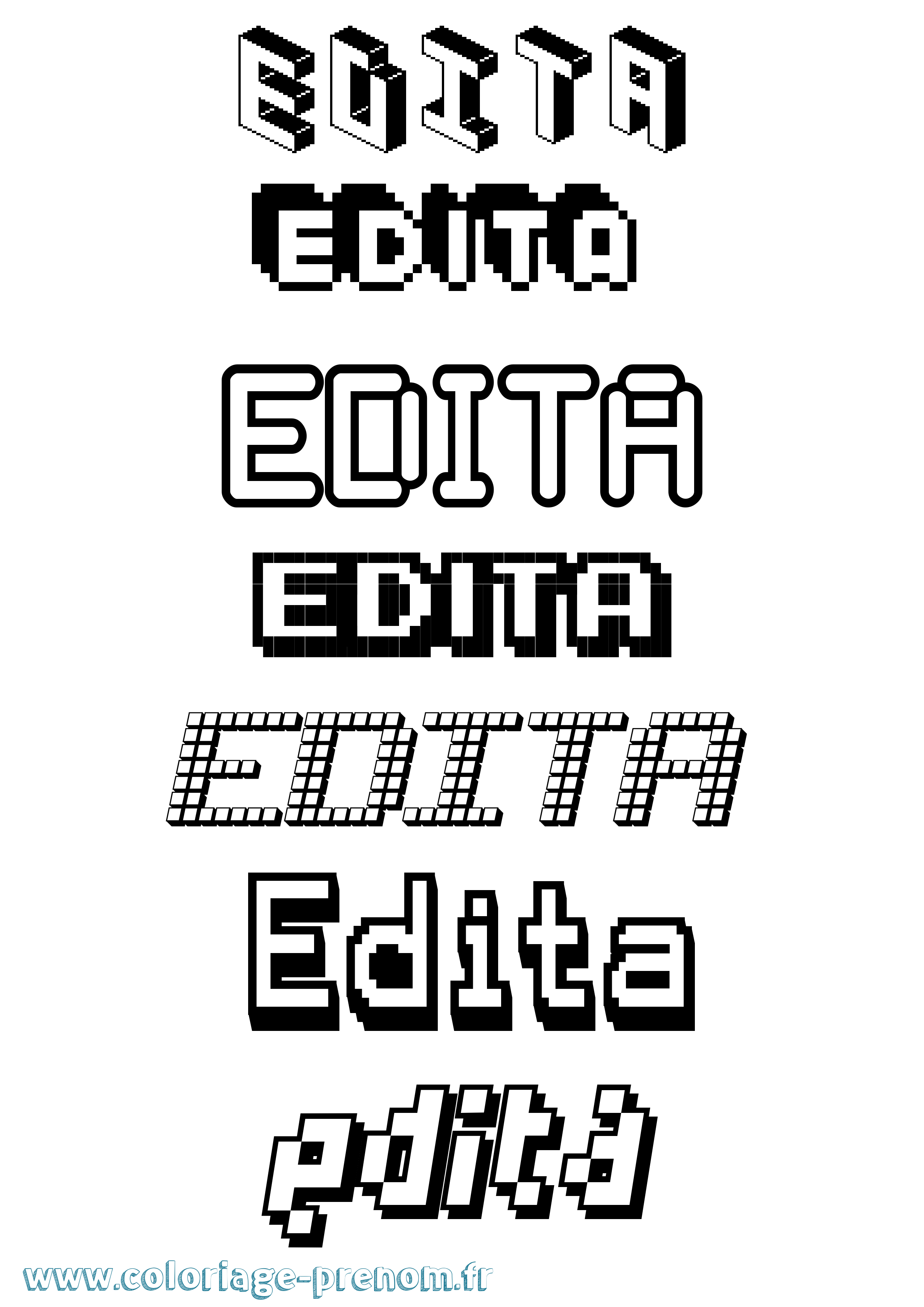 Coloriage prénom Edita Pixel