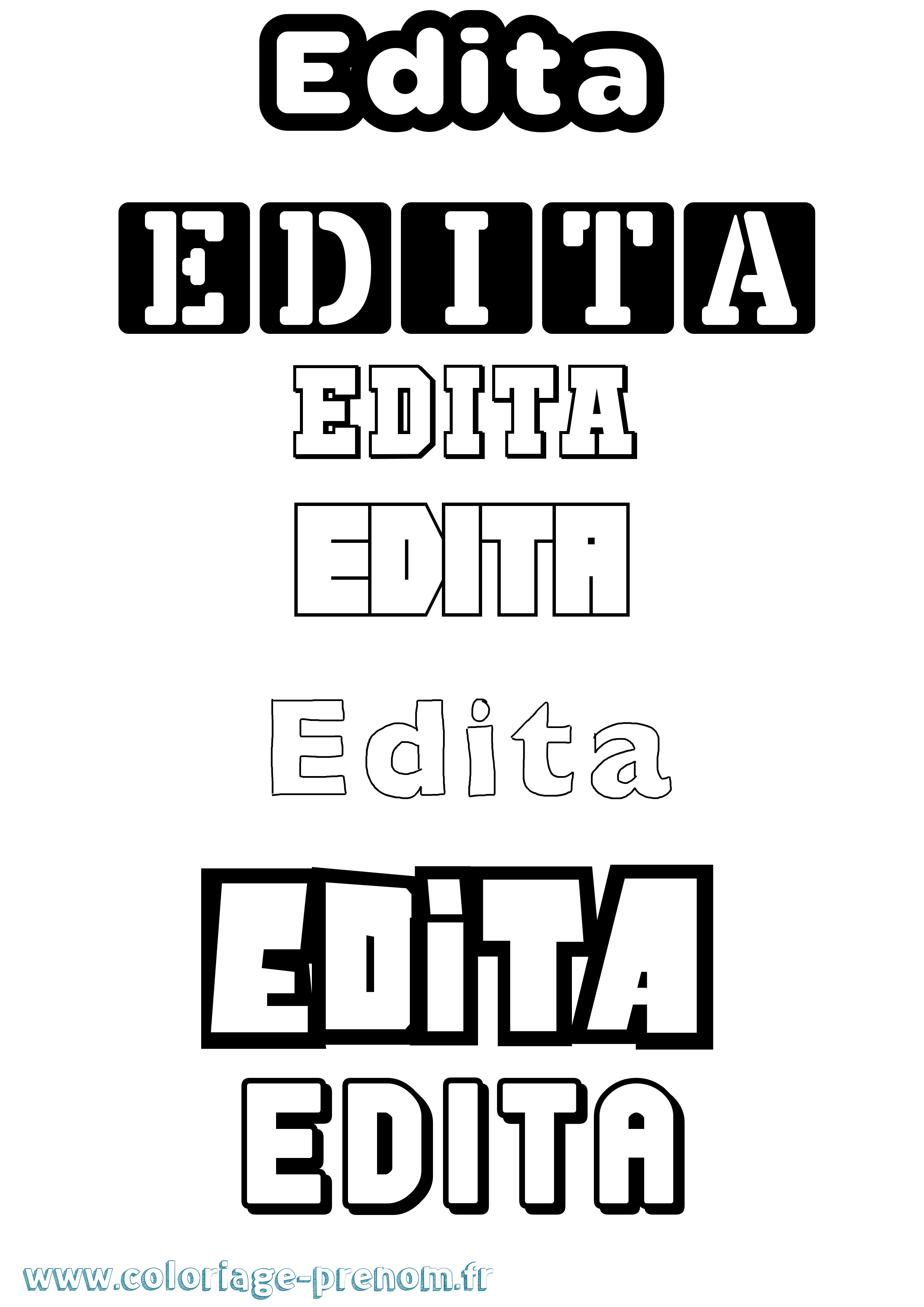 Coloriage prénom Edita Simple