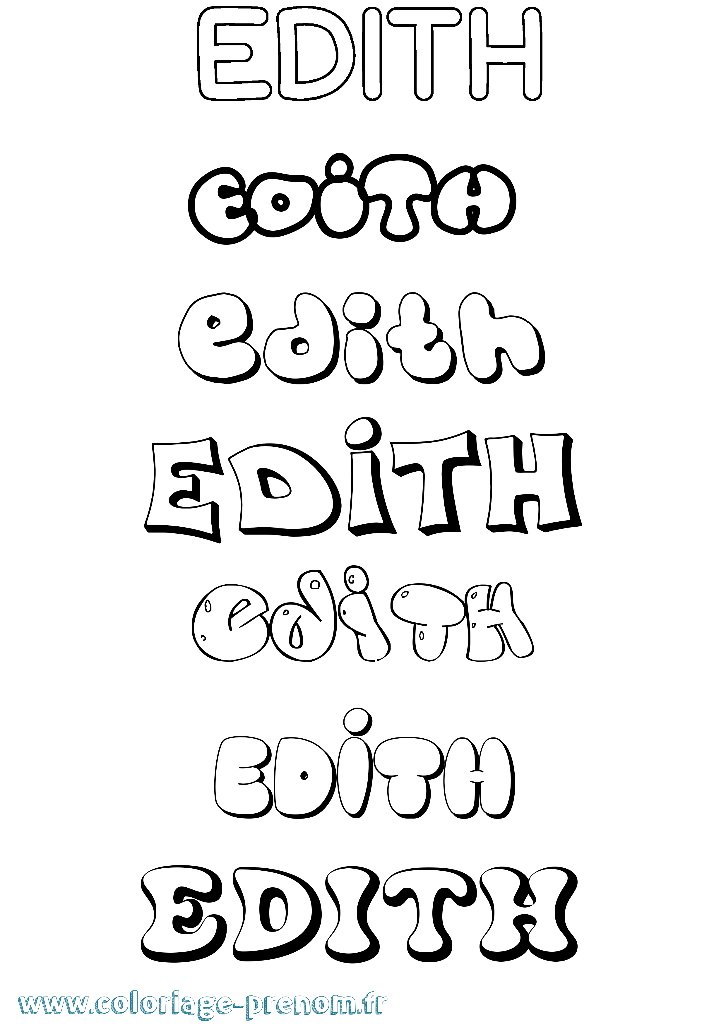 Coloriage Edith Bubble Coloriage prénom Edith Bubble