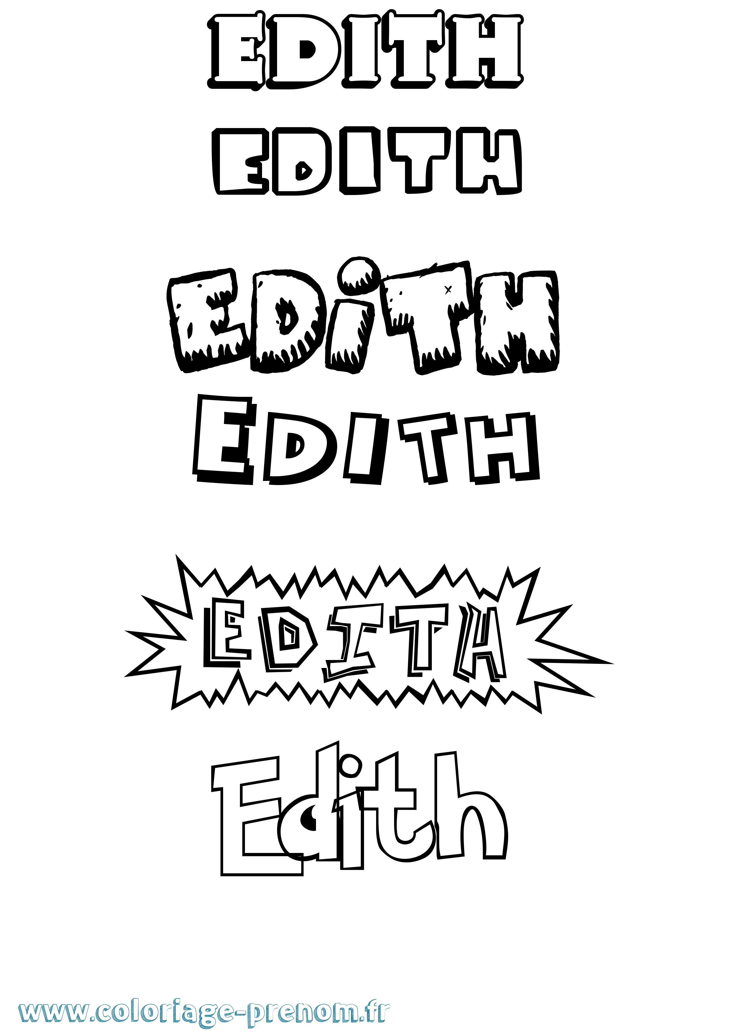 Coloriage Edith Dessin Animé Coloriage prénom Edith Dessin Animé