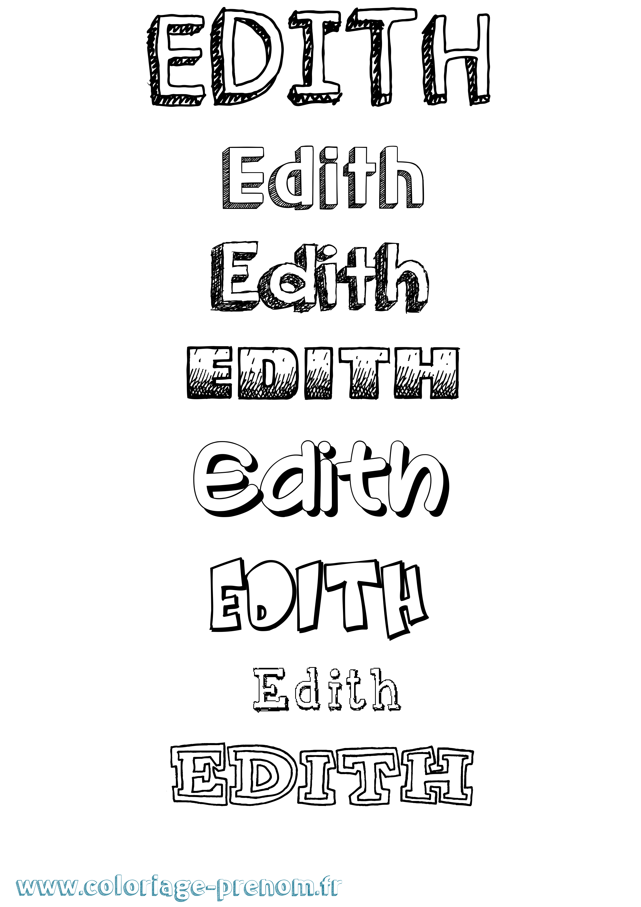 Coloriage Edith Dessiné Coloriage prénom Edith Dessiné