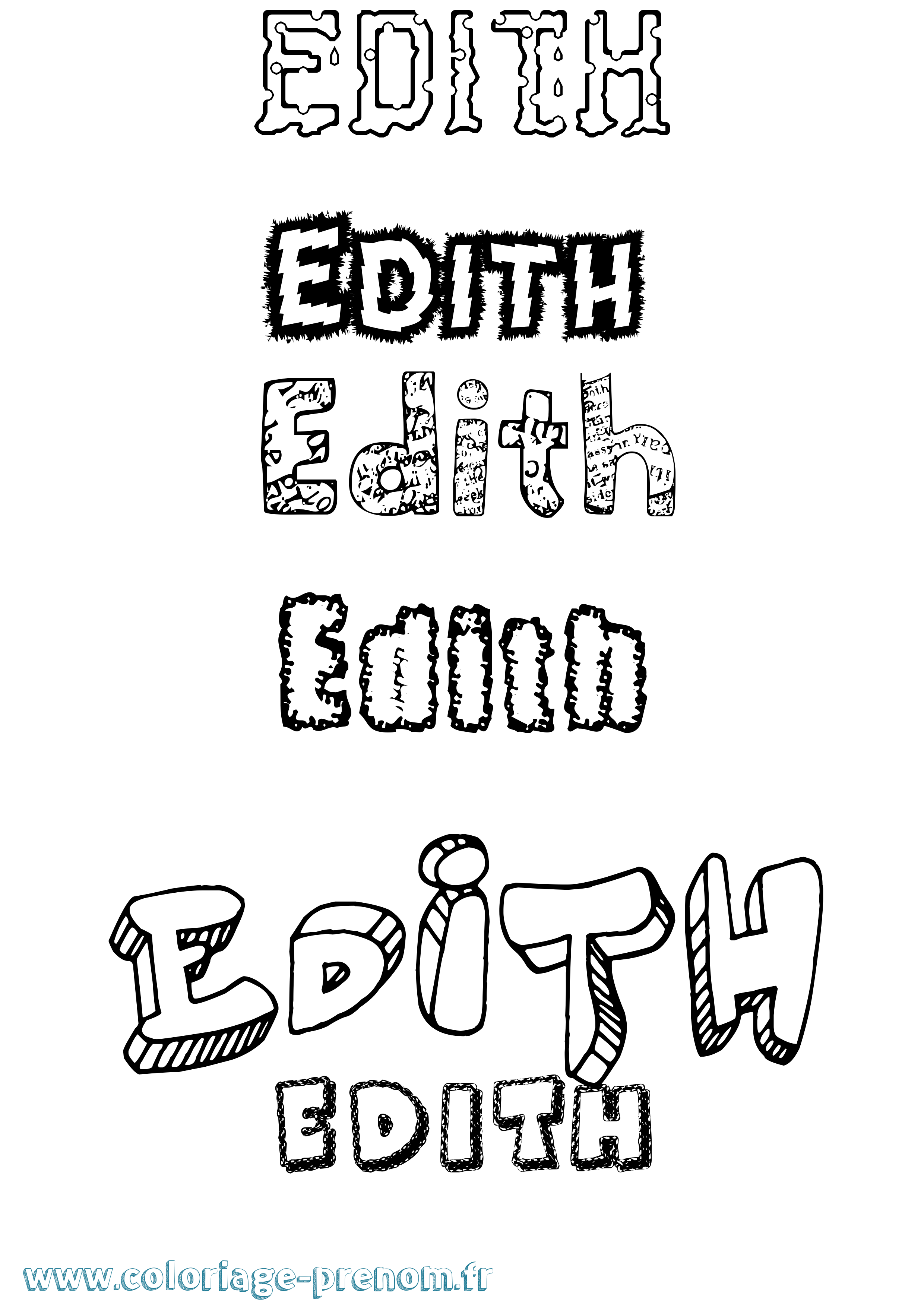 Coloriage Edith Destructuré Coloriage prénom Edith Destructuré