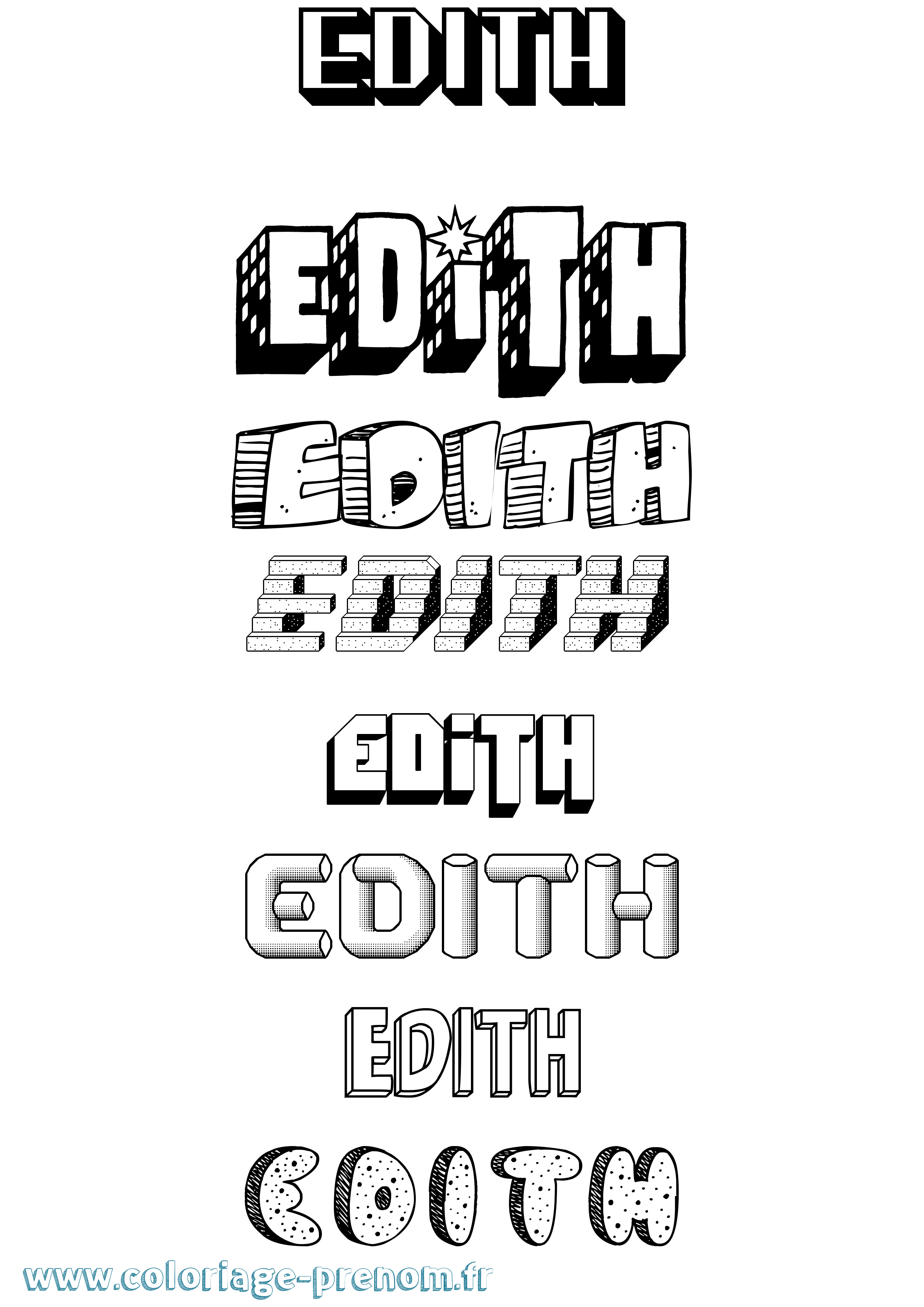 Coloriage Edith Effet 3D Coloriage prénom Edith Effet 3D