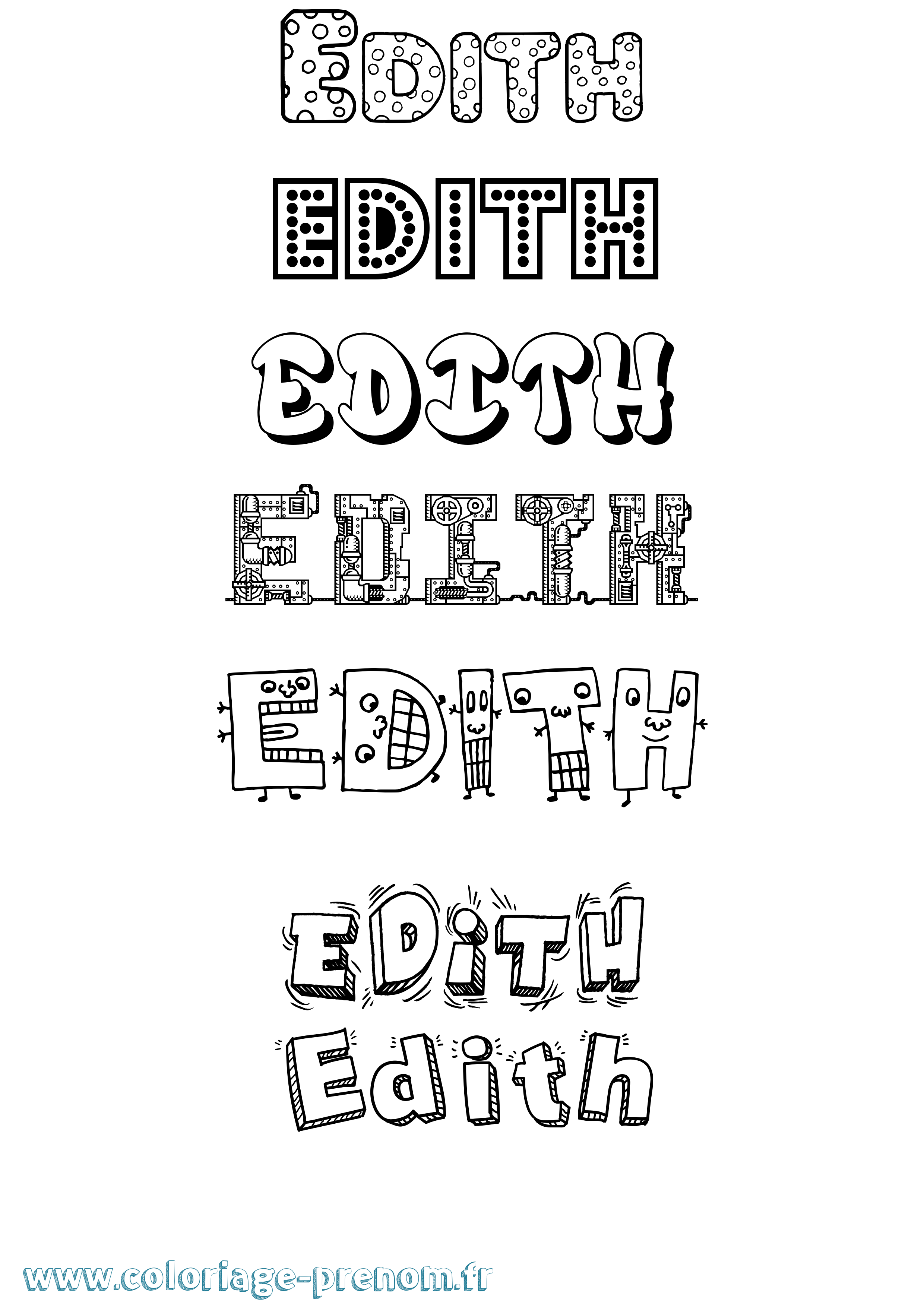 Coloriage Edith Fun Coloriage prénom Edith Fun