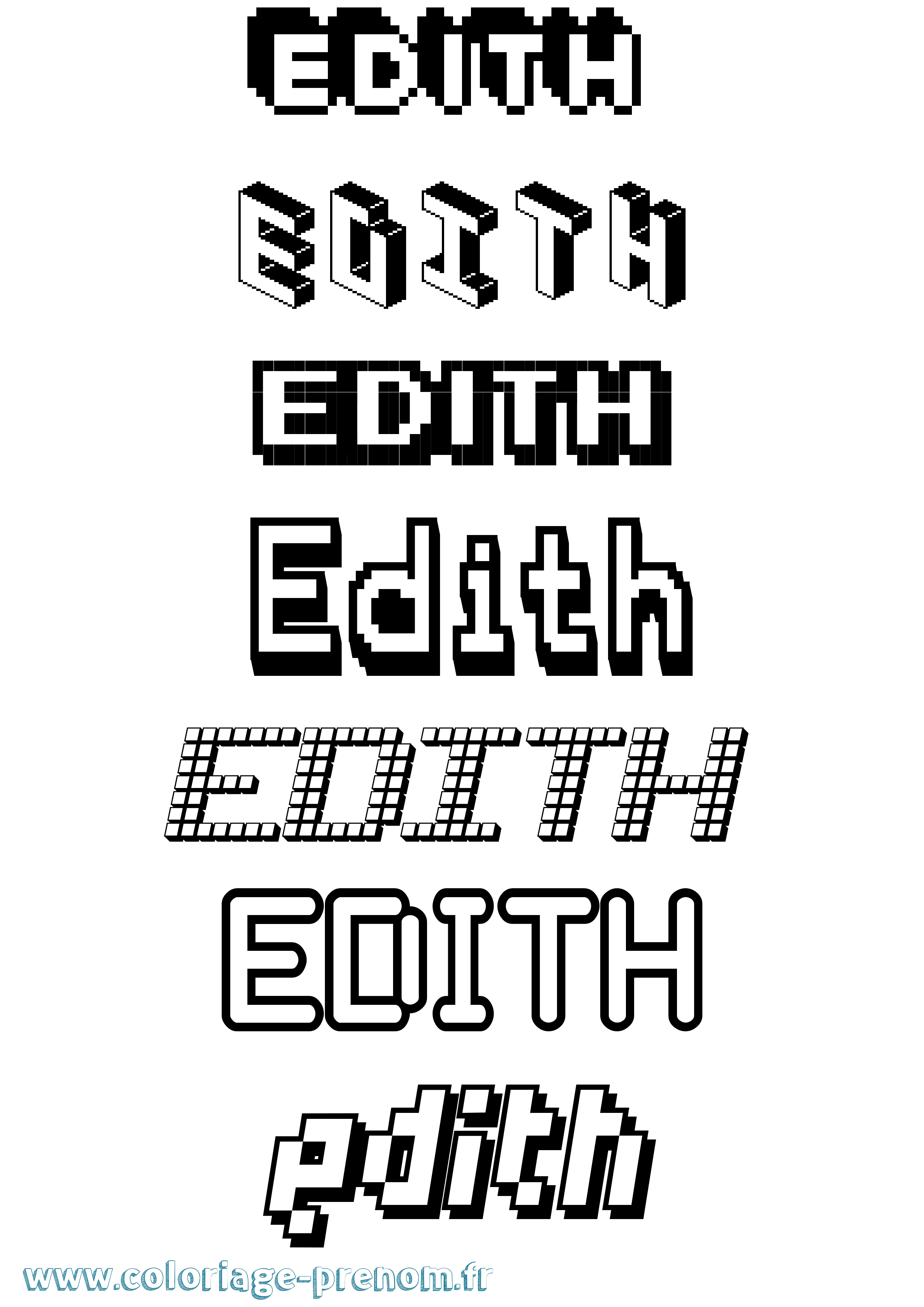 Coloriage Edith Pixel Coloriage prénom Edith Pixel