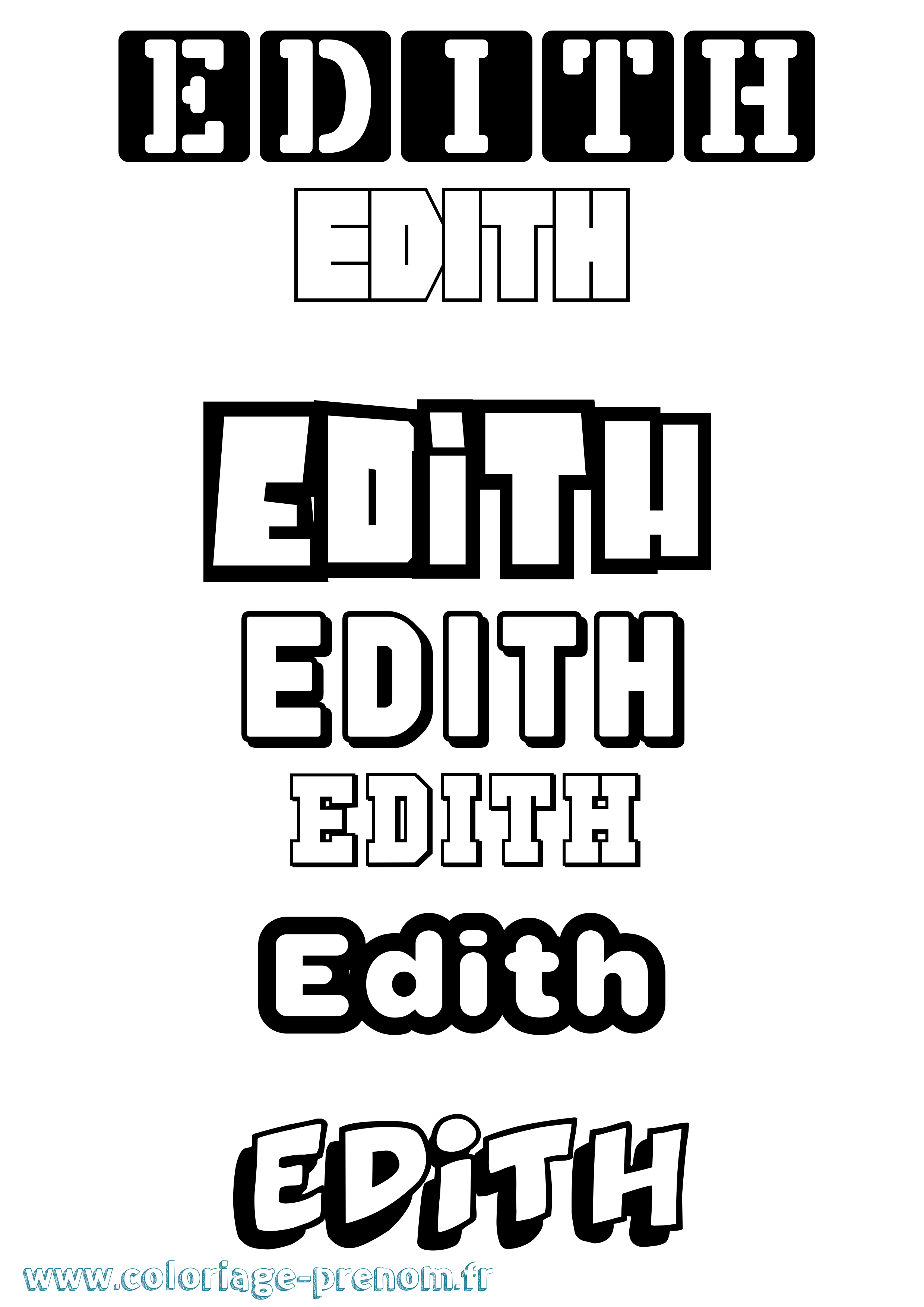 Coloriage Edith Simple Coloriage prénom Edith Simple