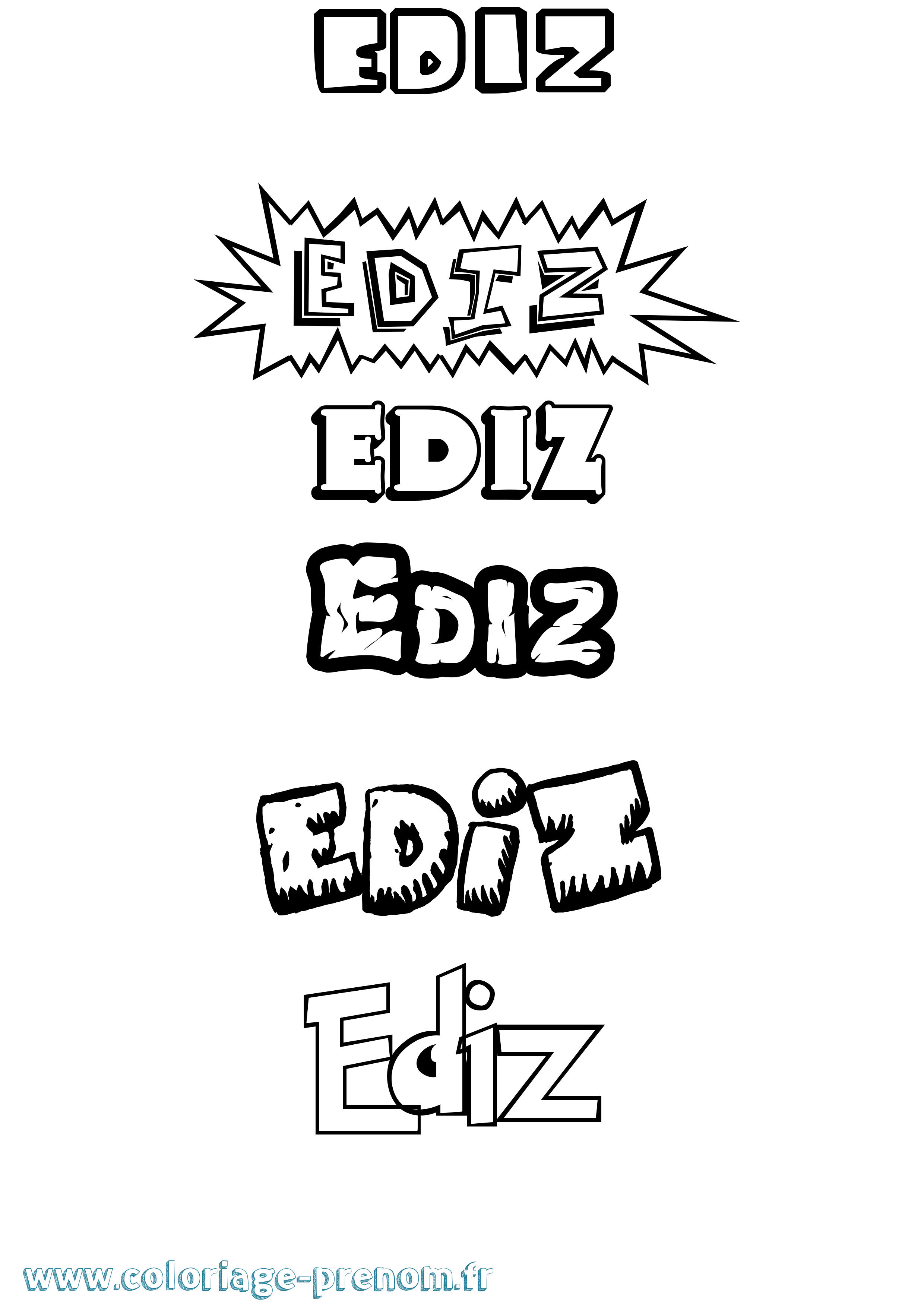 Coloriage Ediz Dessin Animé Coloriage prénom Ediz Dessin Animé