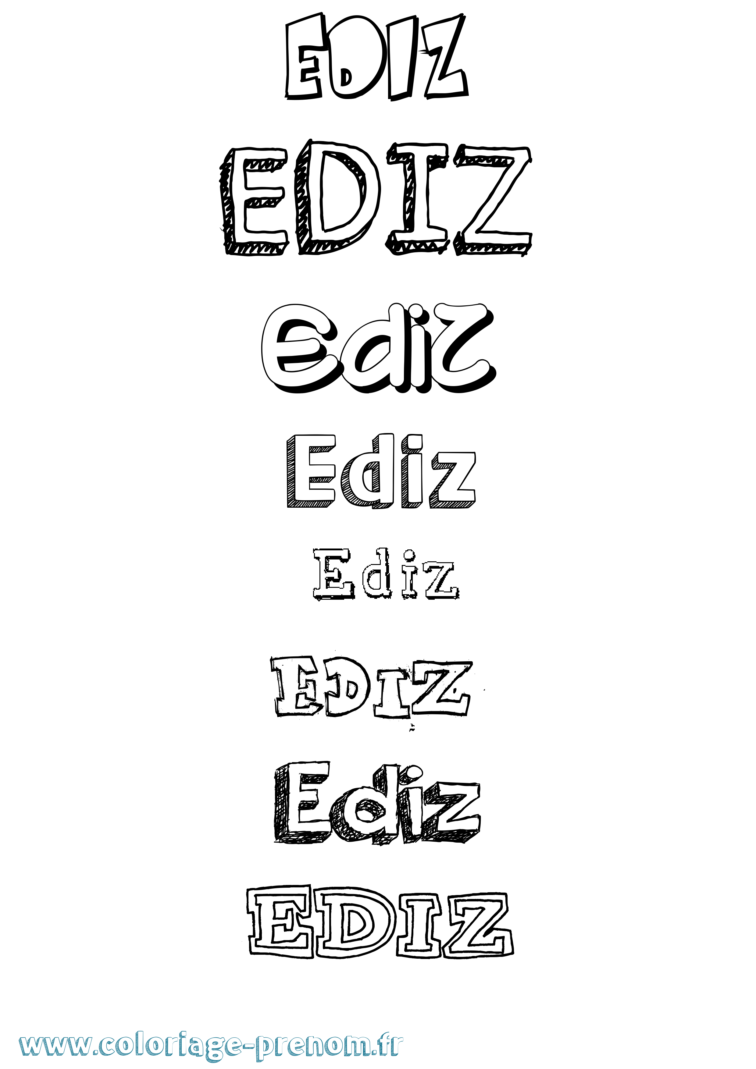 Coloriage Ediz Dessiné Coloriage prénom Ediz Dessiné