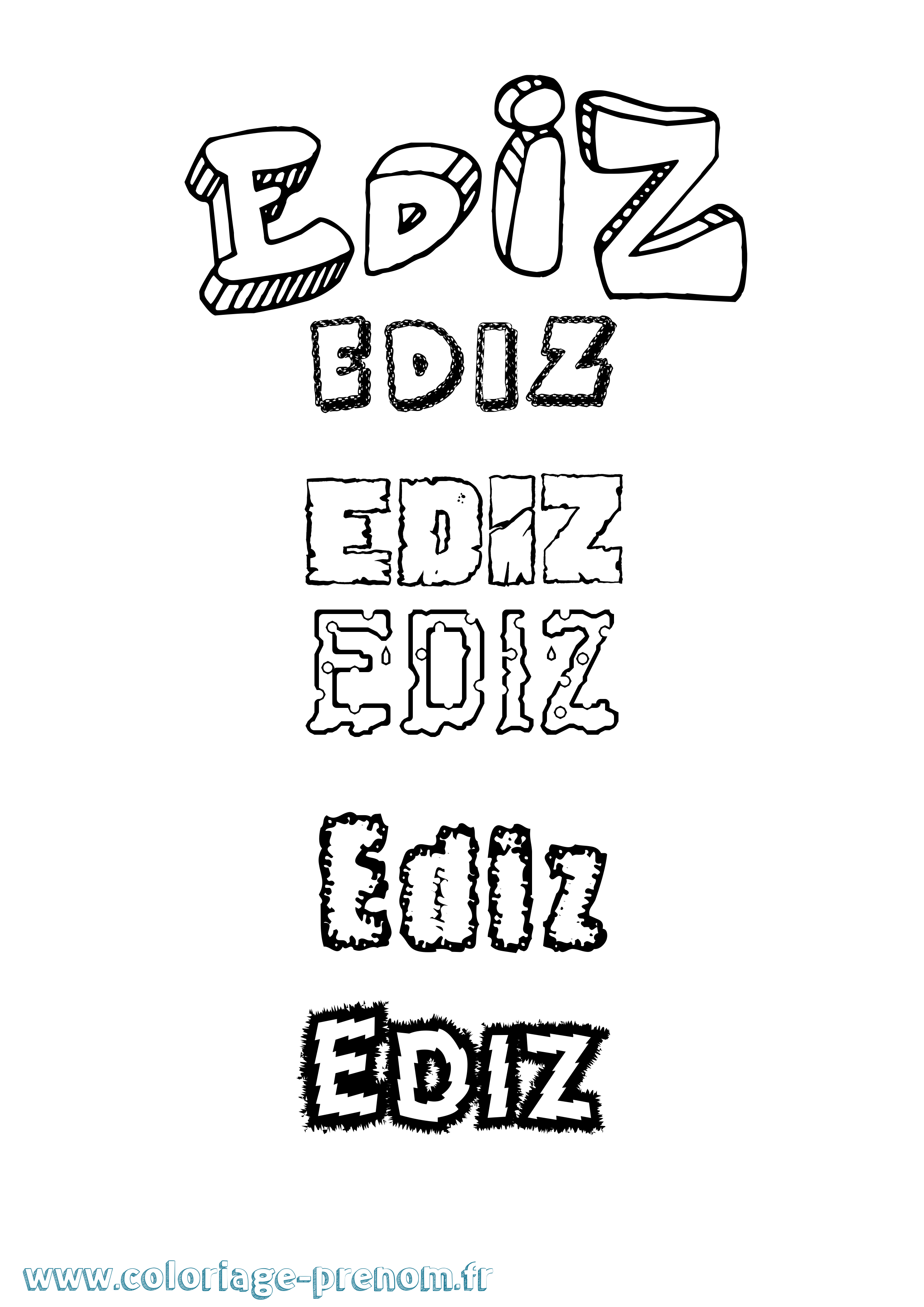 Coloriage Ediz Destructuré Coloriage prénom Ediz Destructuré