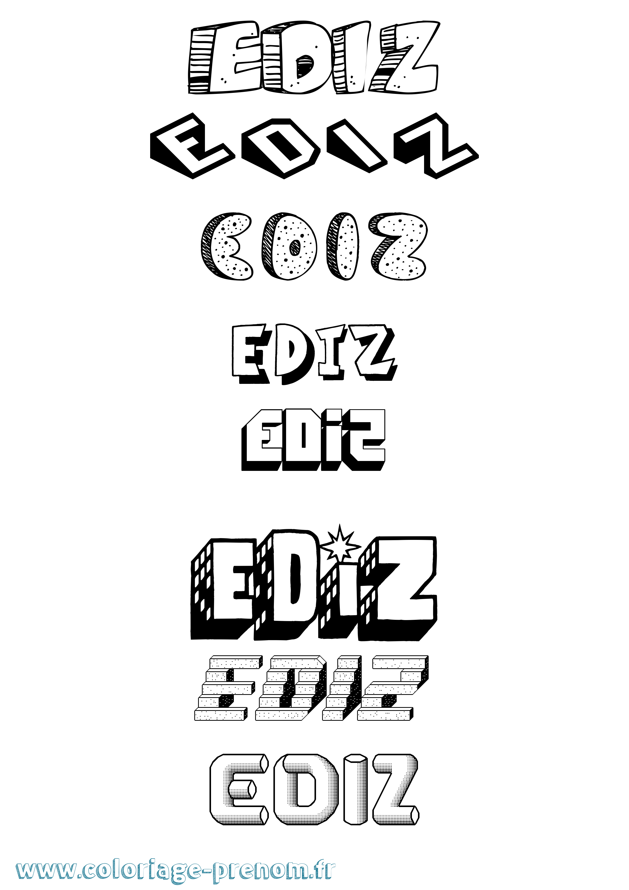 Coloriage Ediz Effet 3D Coloriage prénom Ediz Effet 3D