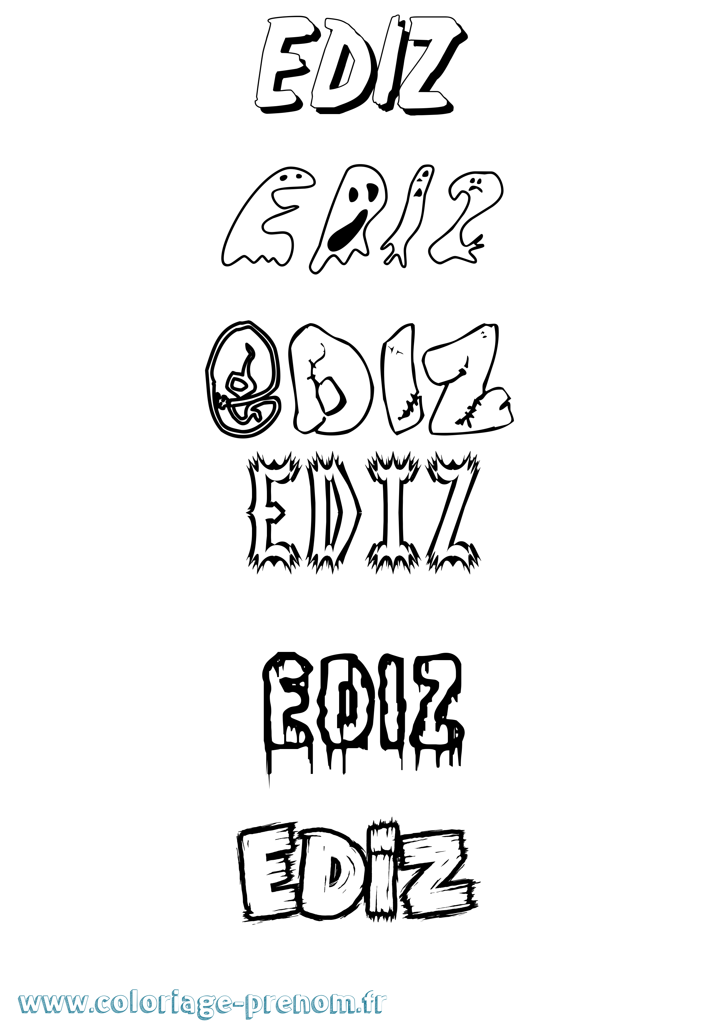 Coloriage Ediz Frisson Coloriage prénom Ediz Frisson