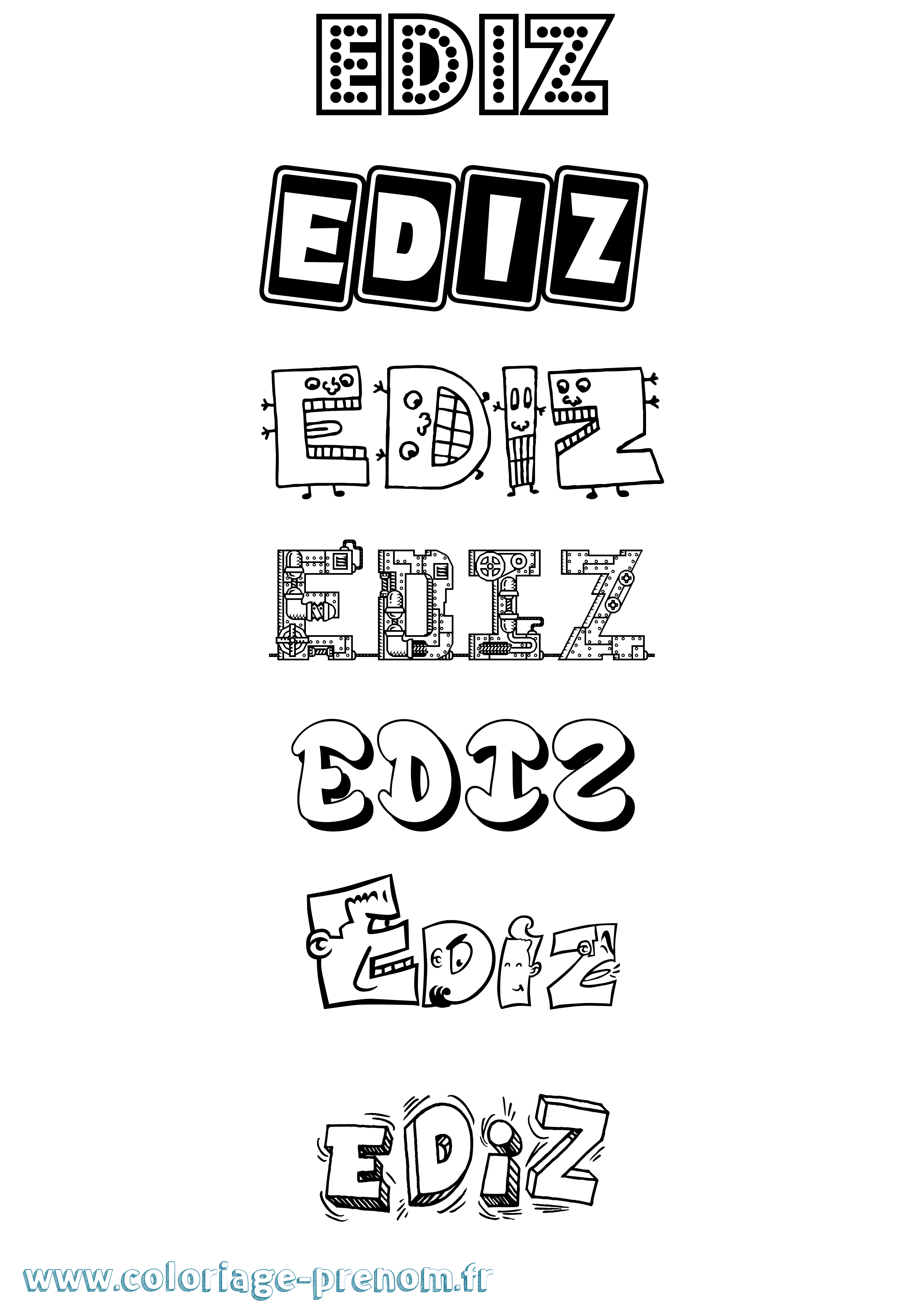 Coloriage Ediz Fun Coloriage prénom Ediz Fun