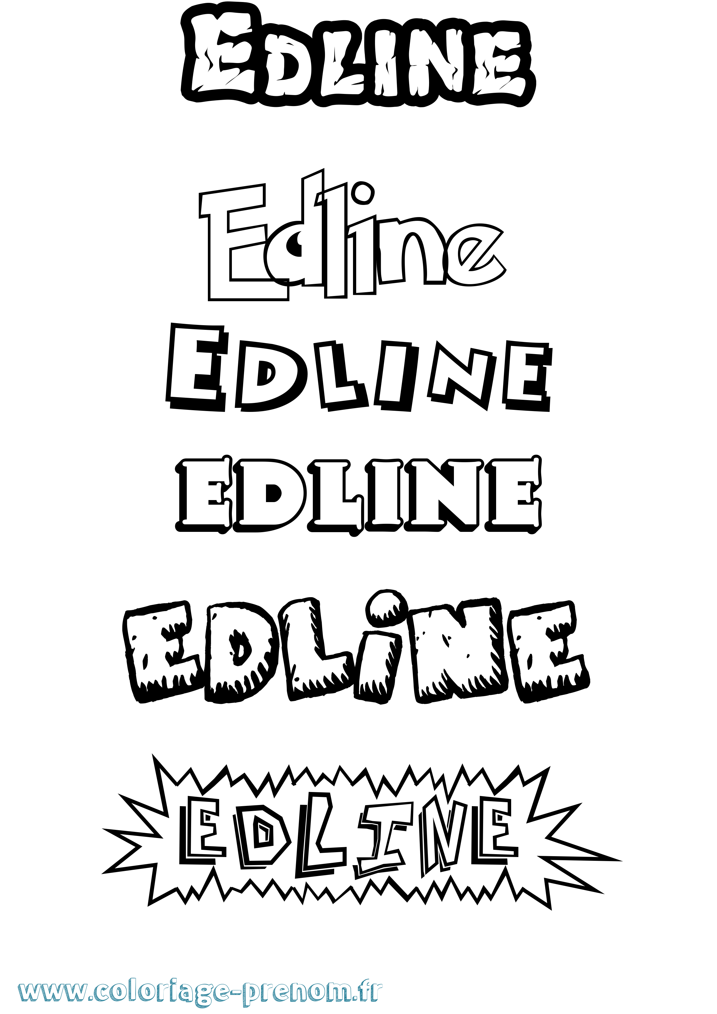 Coloriage Edline Dessin Animé Coloriage prénom Edline Dessin Animé