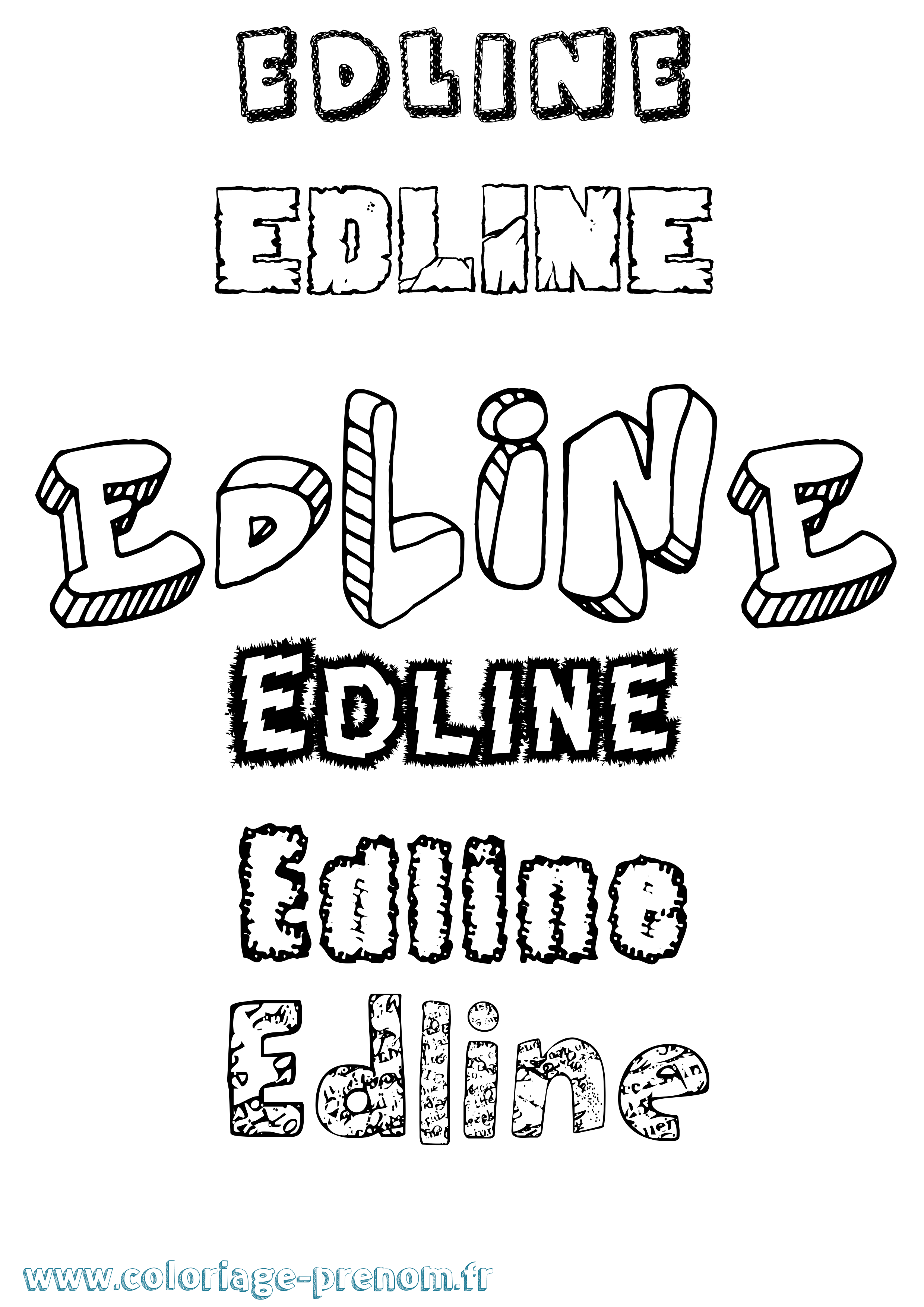 Coloriage Edline Destructuré Coloriage prénom Edline Destructuré