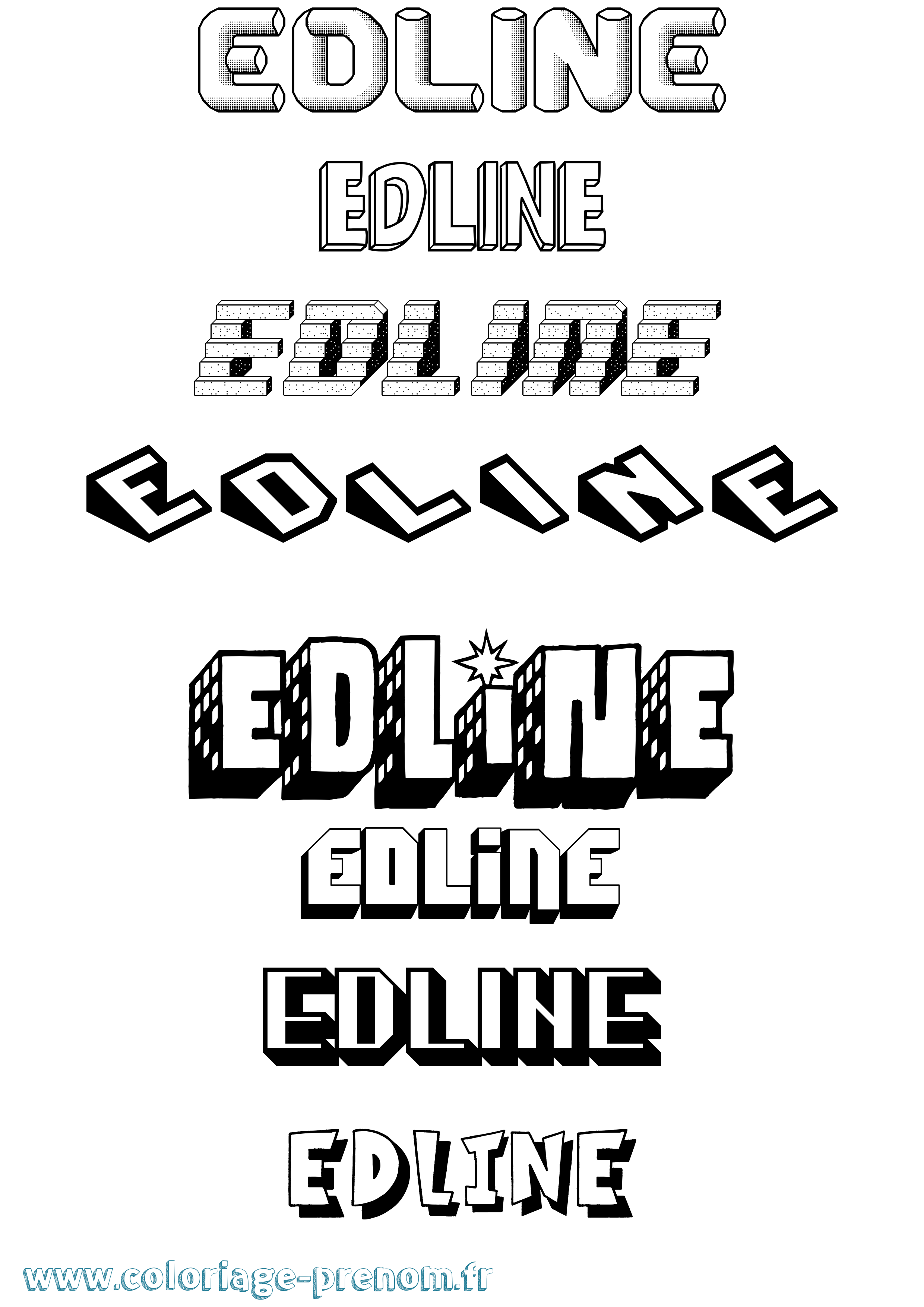 Coloriage Edline Effet 3D Coloriage prénom Edline Effet 3D