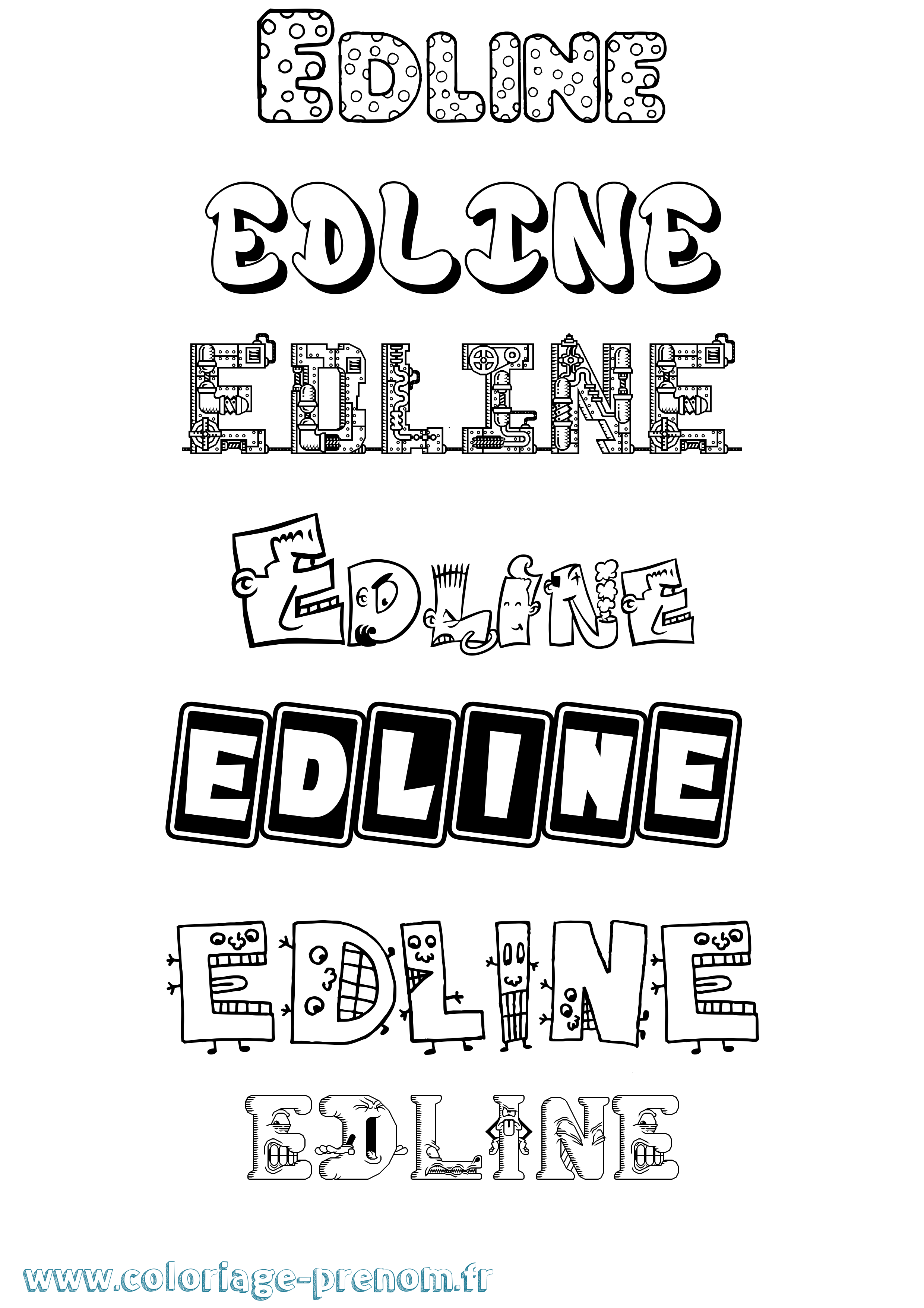 Coloriage Edline Fun Coloriage prénom Edline Fun