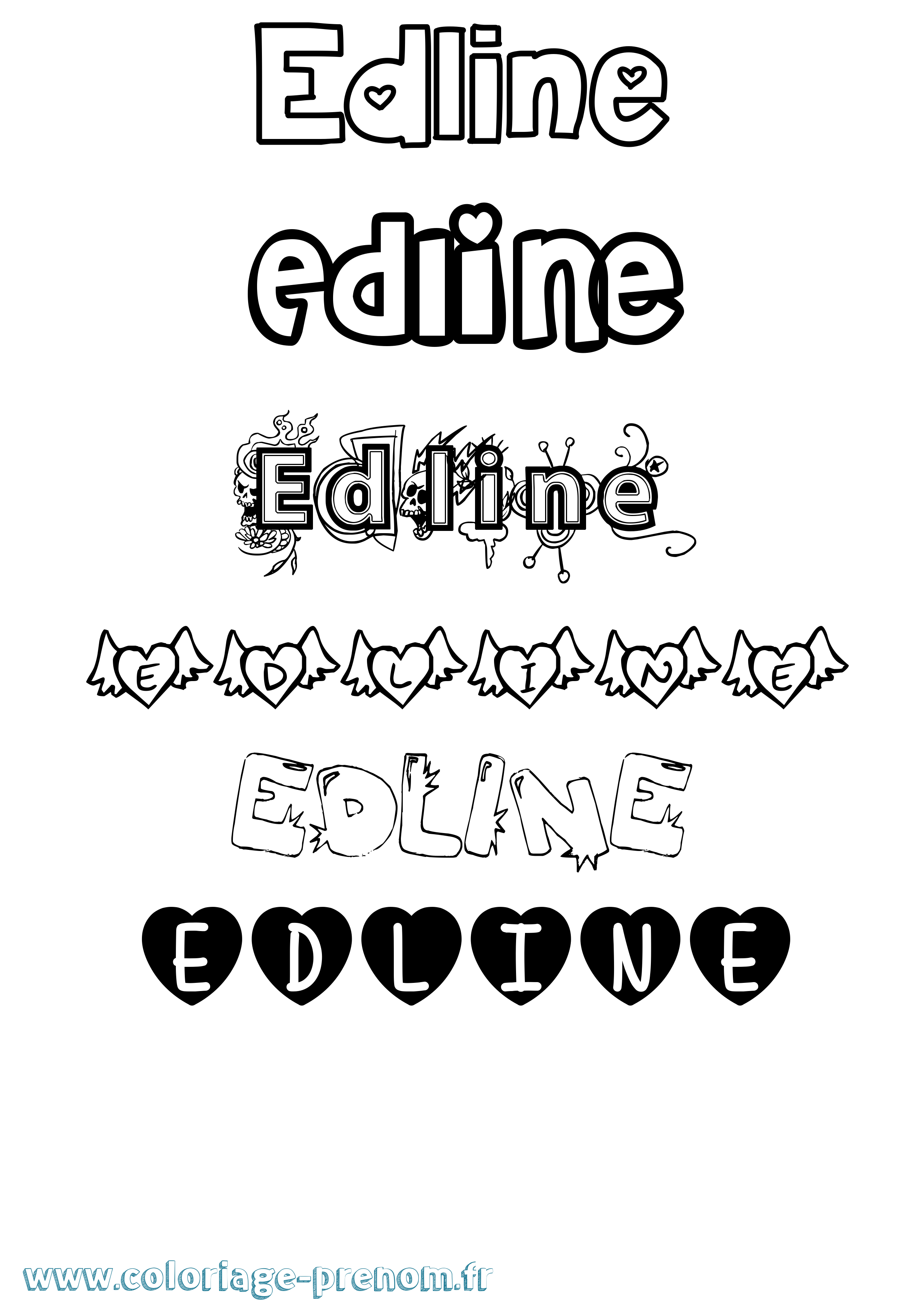 Coloriage Edline Girly Coloriage prénom Edline Girly