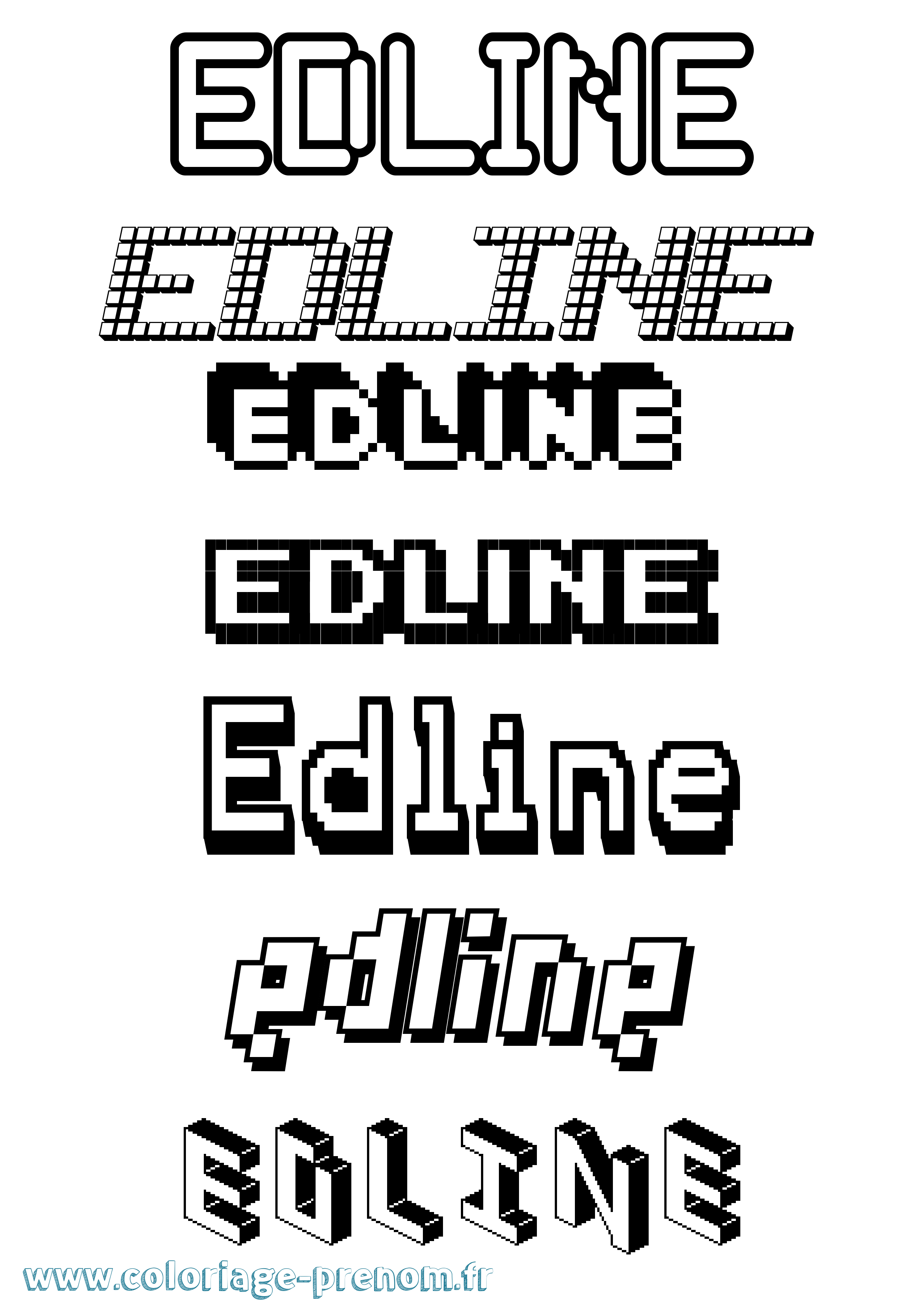 Coloriage Edline Pixel Coloriage prénom Edline Pixel