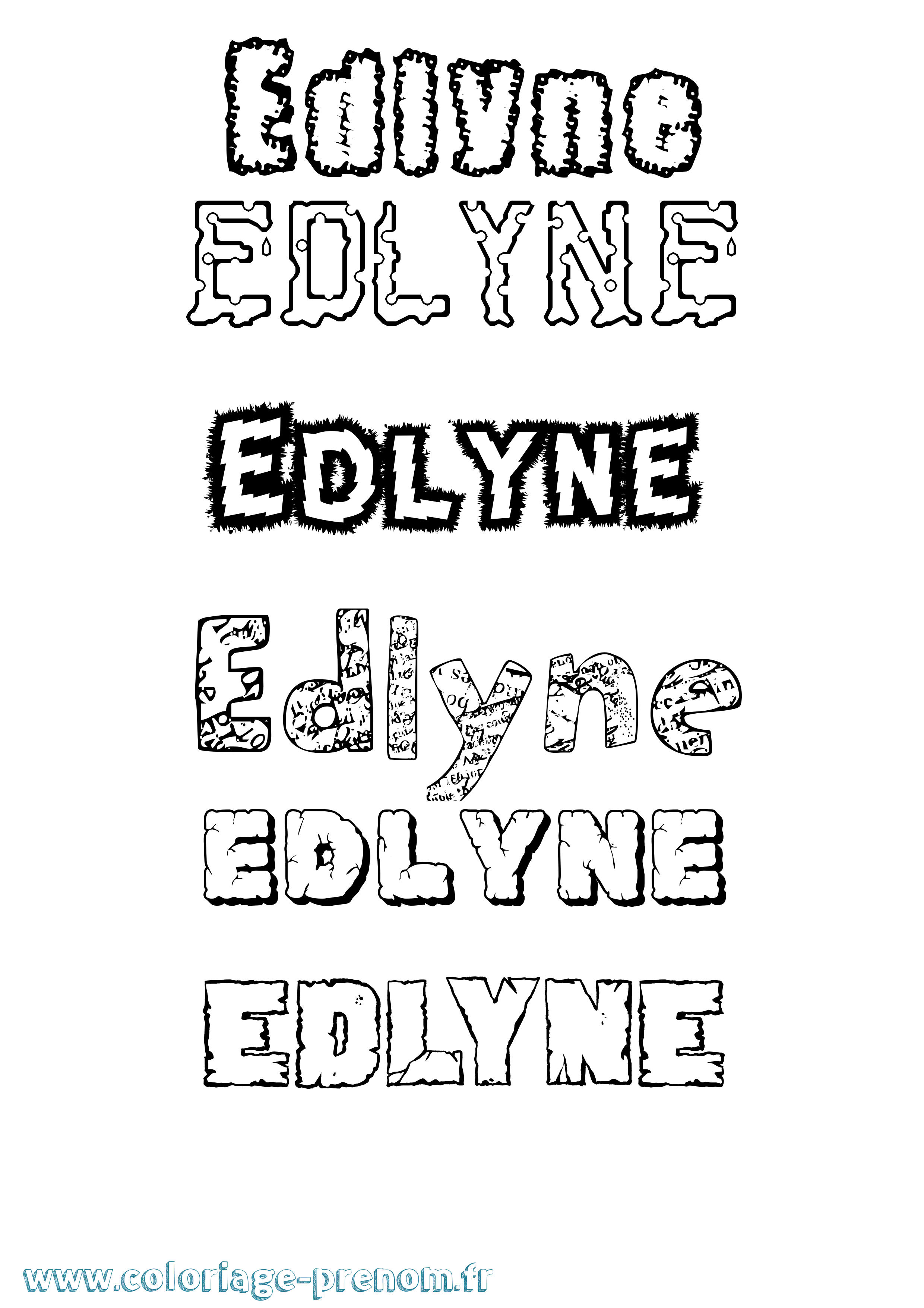 Coloriage Edlyne Destructuré Coloriage prénom Edlyne Destructuré