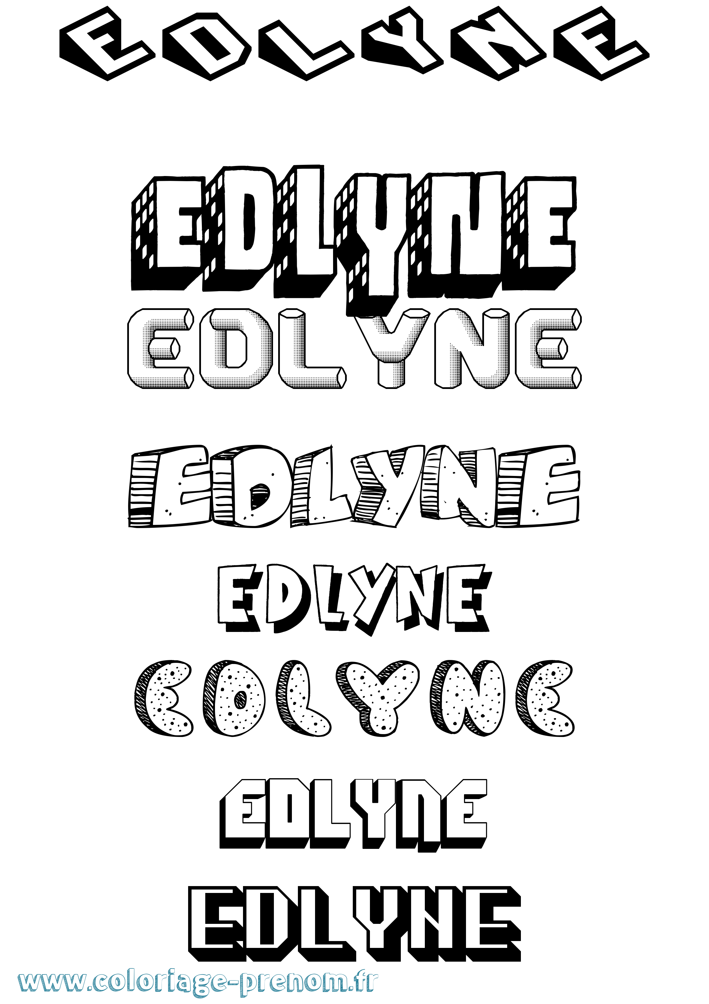 Coloriage Edlyne Effet 3D Coloriage prénom Edlyne Effet 3D