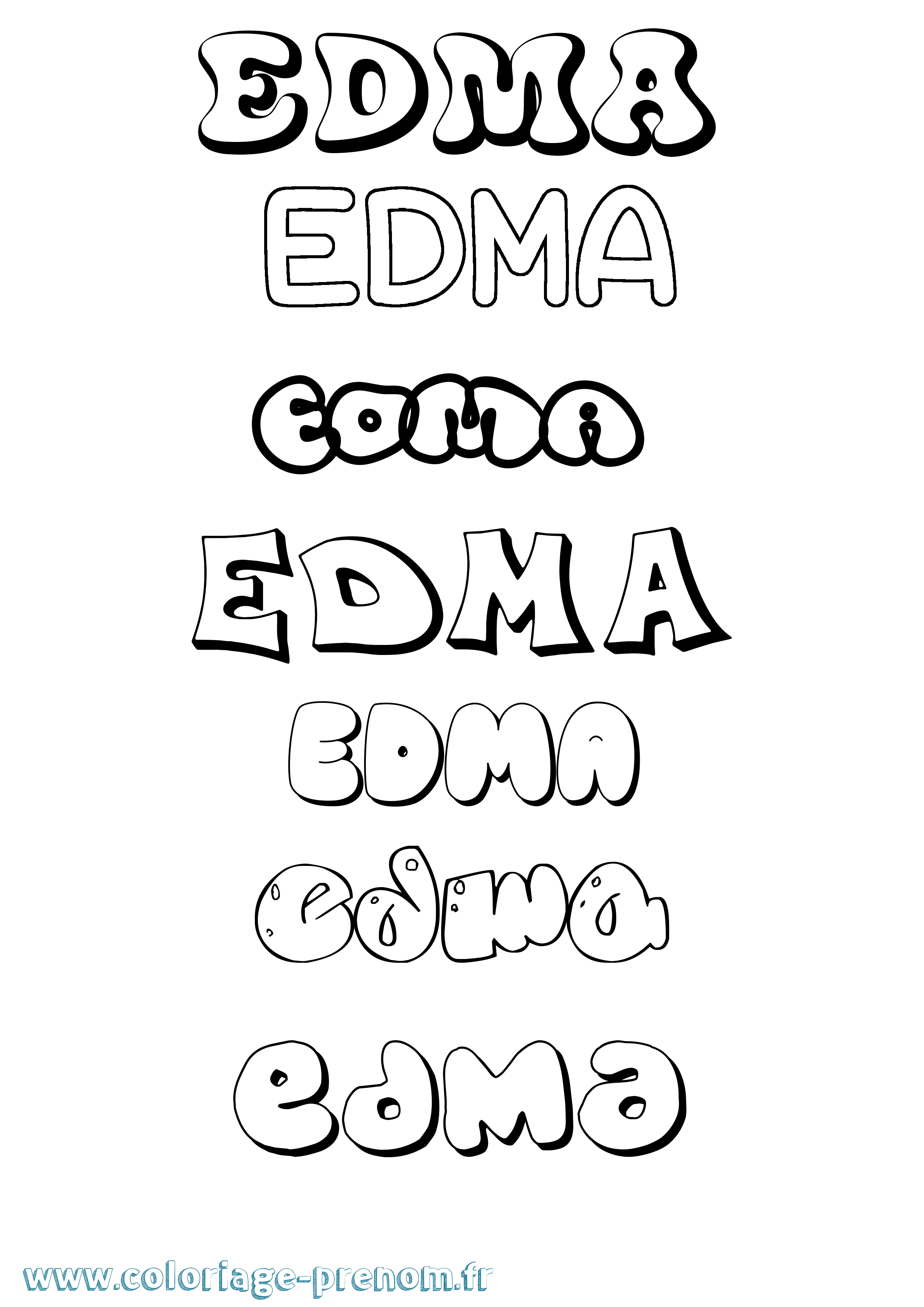 Coloriage Edma Bubble Coloriage prénom Edma Bubble