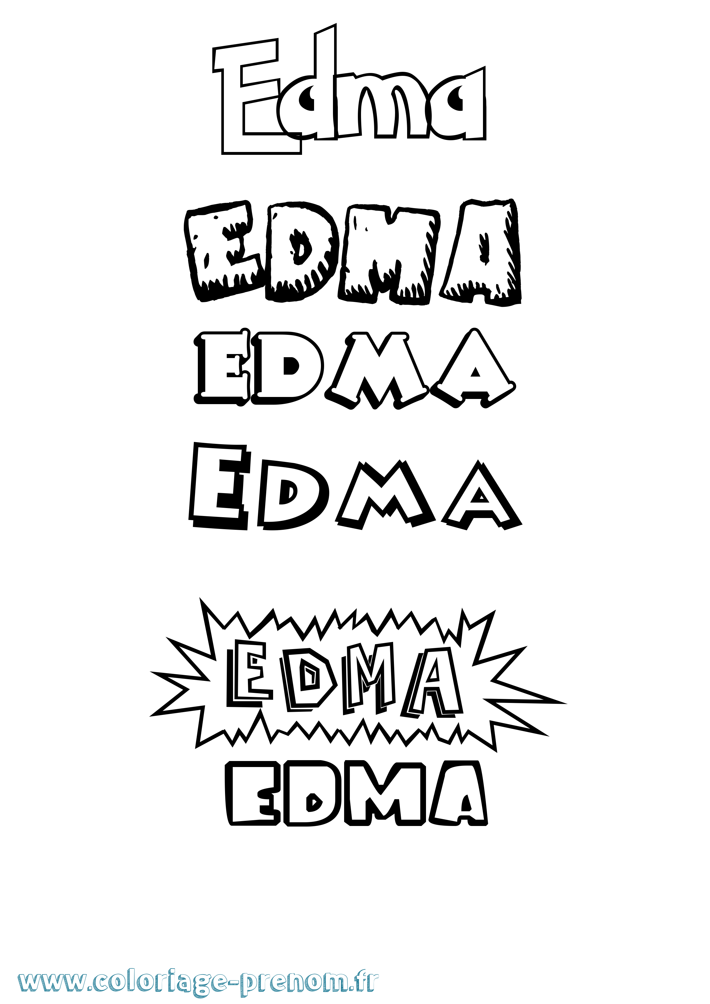 Coloriage Edma Dessin Animé Coloriage prénom Edma Dessin Animé